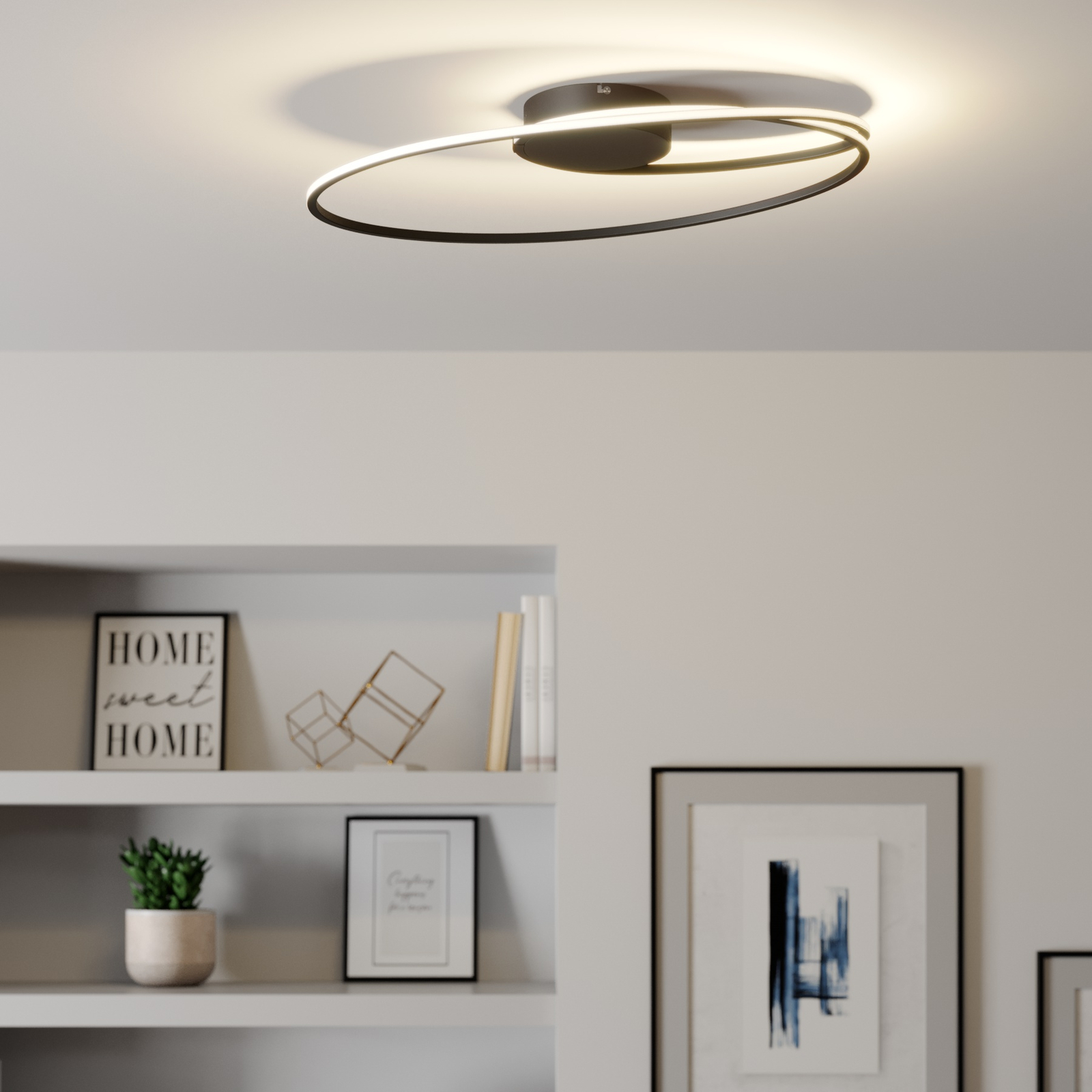 Lindby Xenias LED-taklampa, svart, 60x35