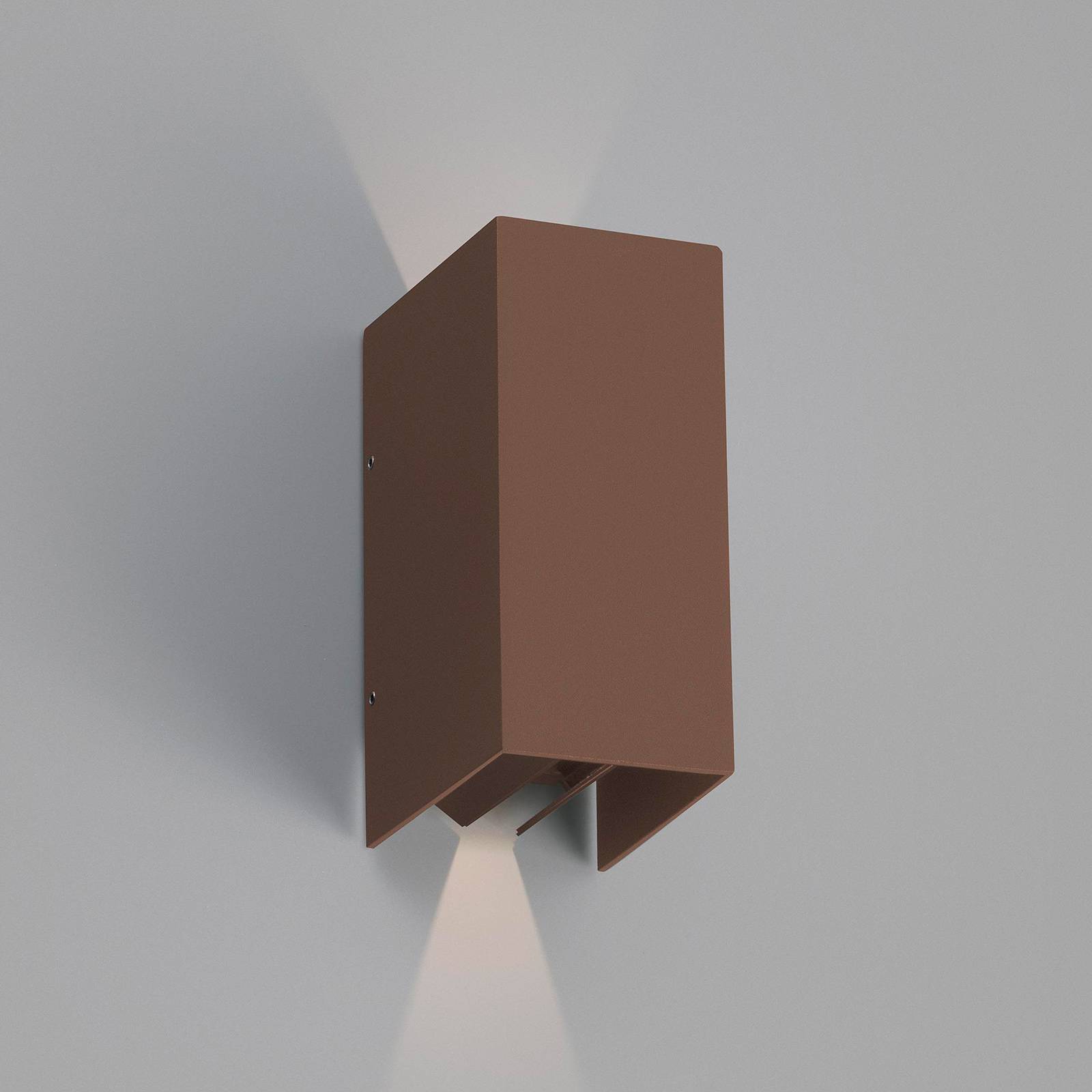 LED-utomhusvägglampa Blind, rostbrun