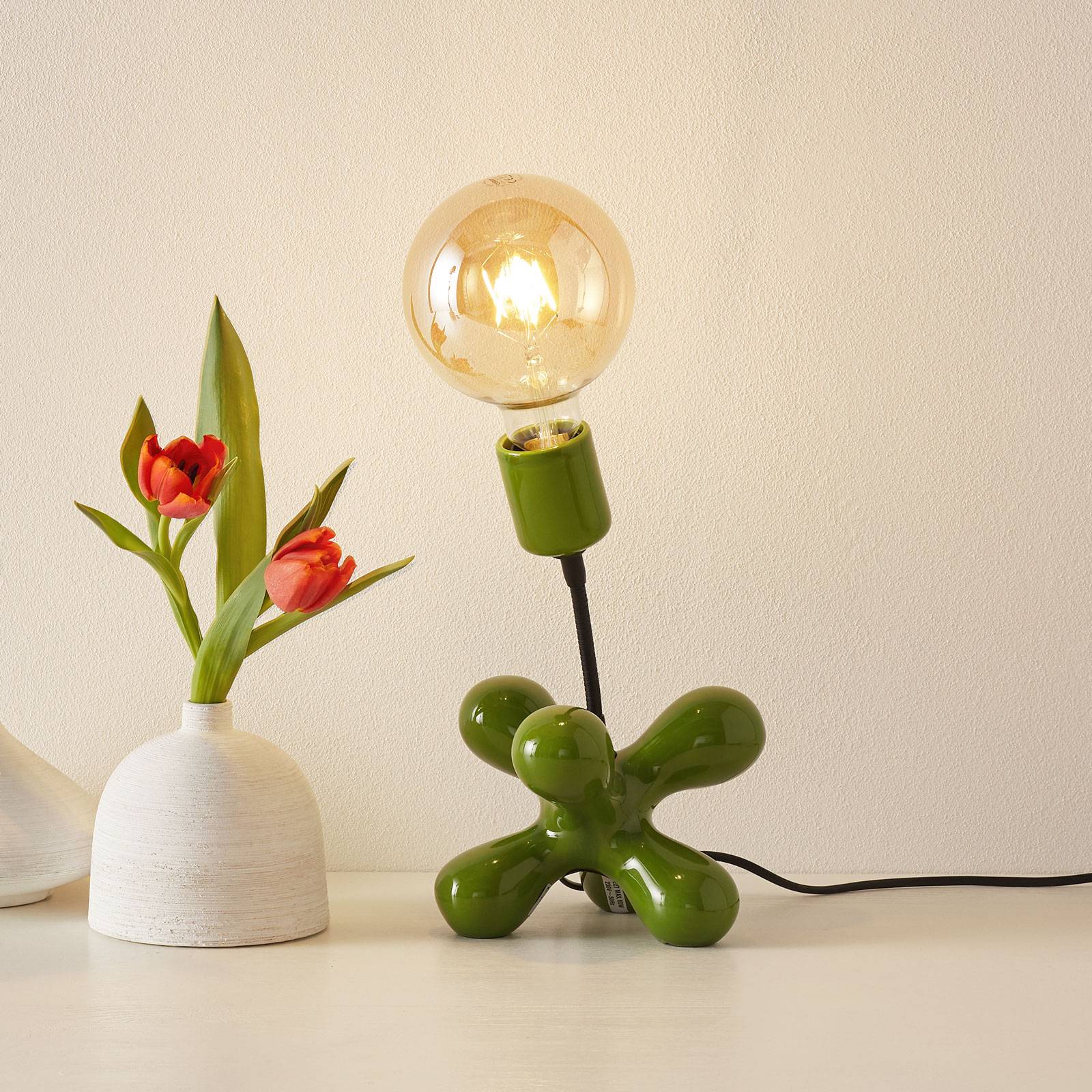 Keramikbordslampa L181 med flexarm grön blank