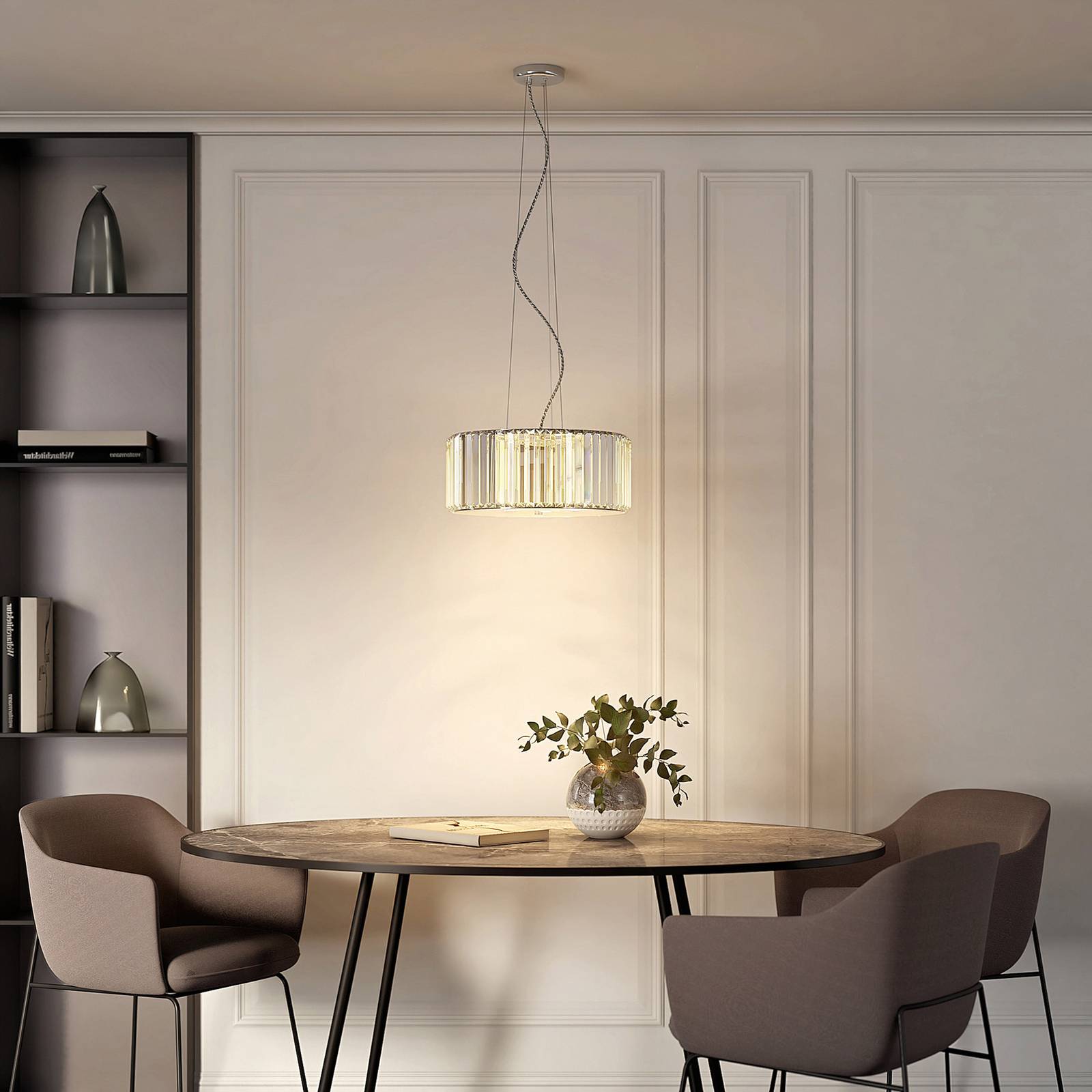 Lucande Alobani LED-hänglampa med kristaller