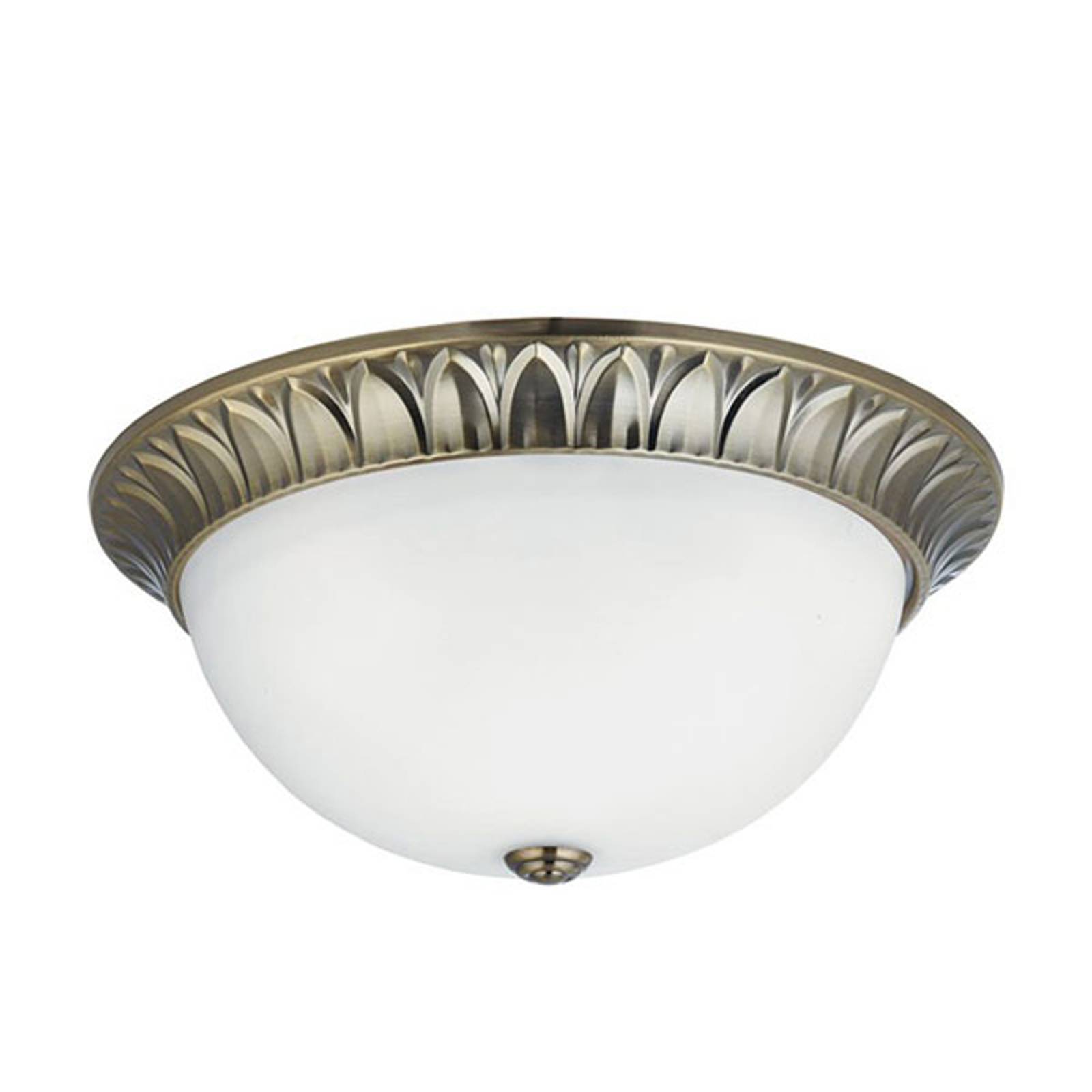 Glastaklampa Flush mässing antik, Ø 38 cm