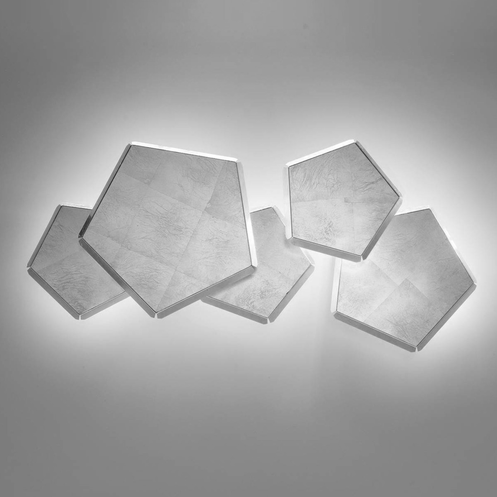 LED-vägglampa Pleiadi med bladsilver, 5 lampor