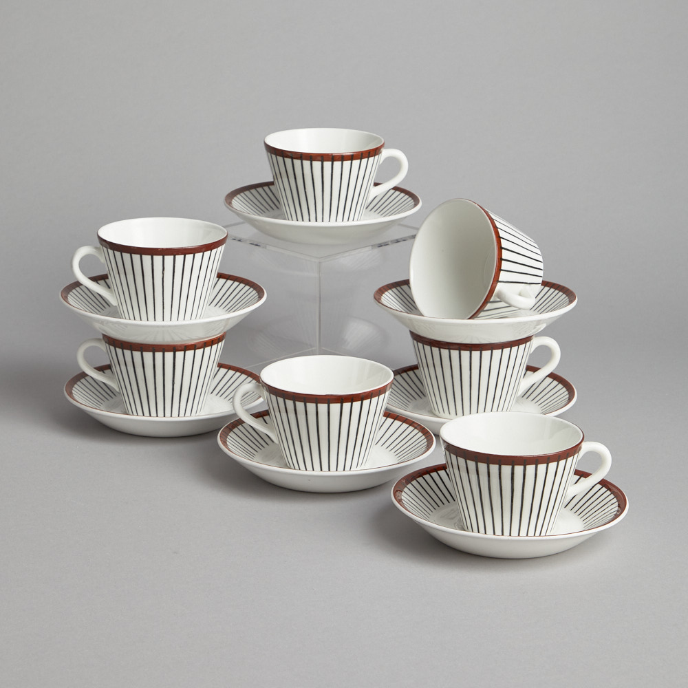 Gustavsberg - Kaffekoppar med fat "Spisa Ribb" 7 st