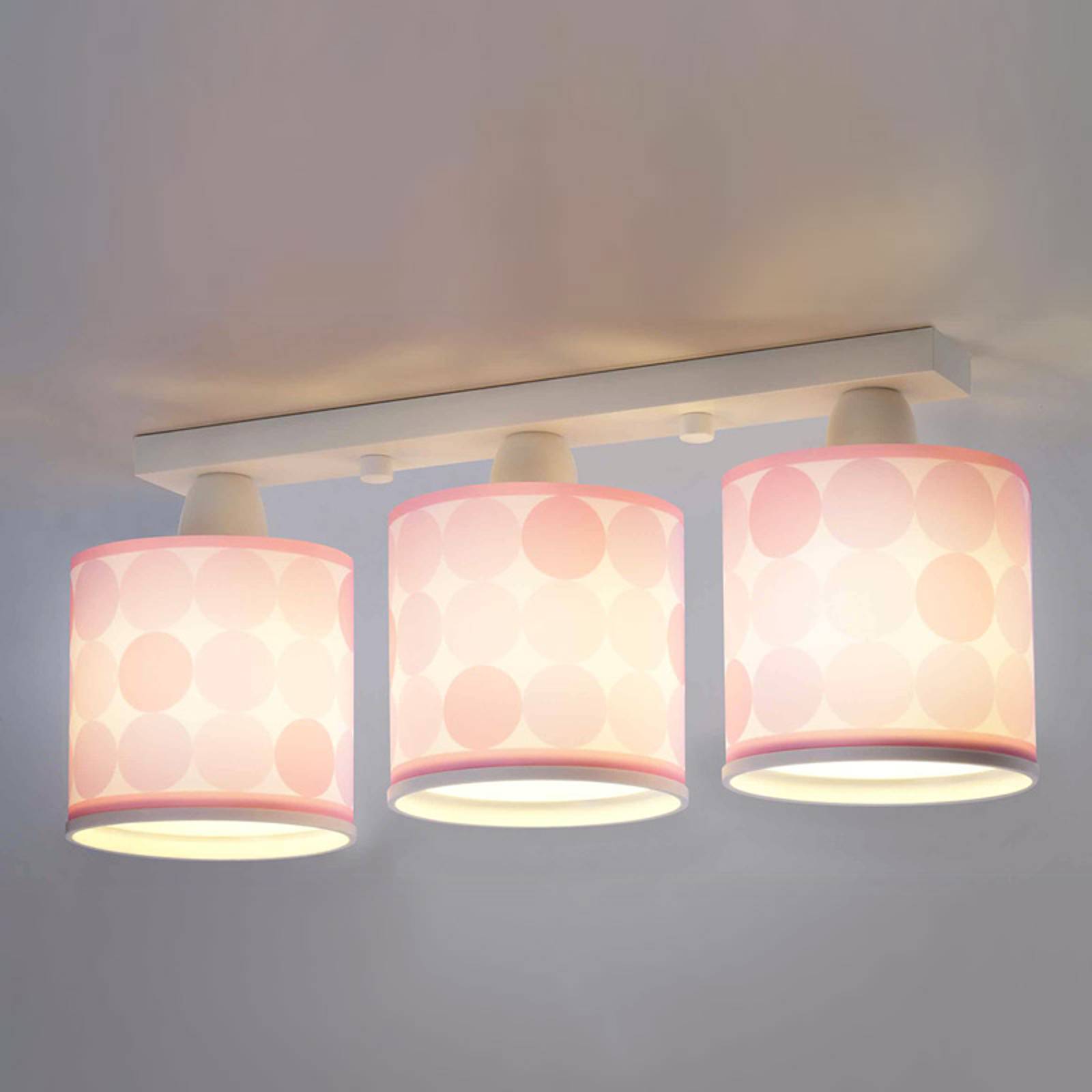 Plafondlampa Colors med kretsdesign, rosa