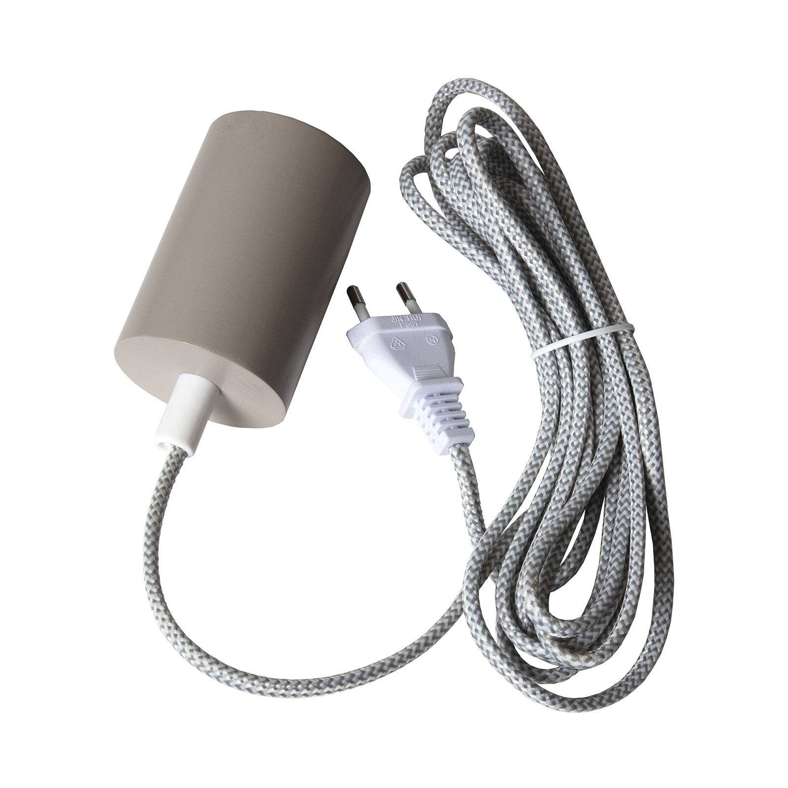 E27-uttag Slim med kabel, grå