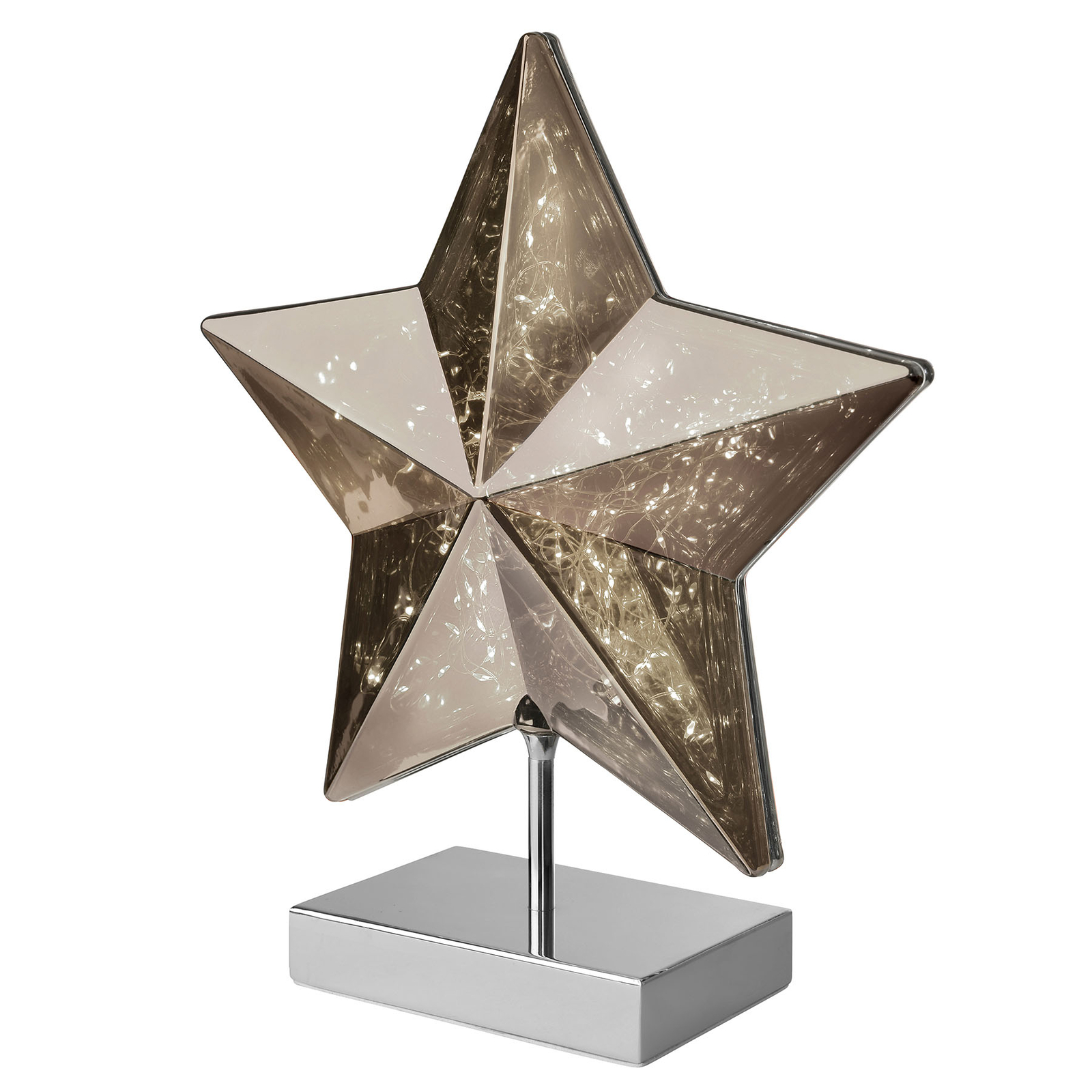 Bordslampa Stella i stjärnform, höjd 34 cm, smoke