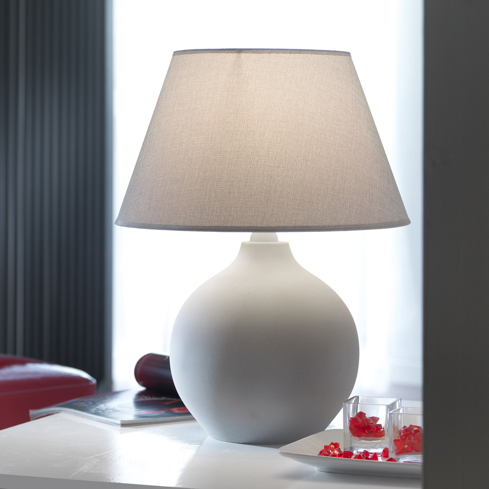 Bordslampa Sfera, höjd 53 cm, cement/grå