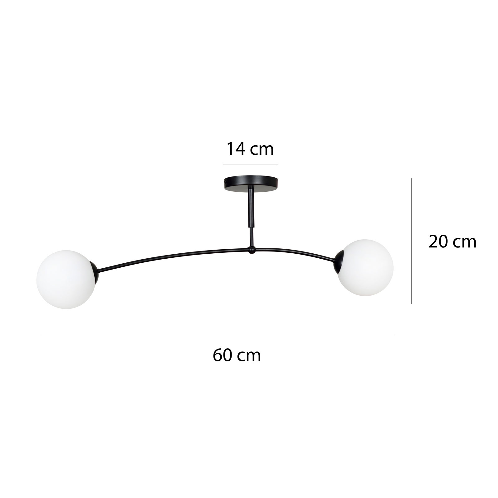 Taklampa Pregos 2, 2 lampor, svart