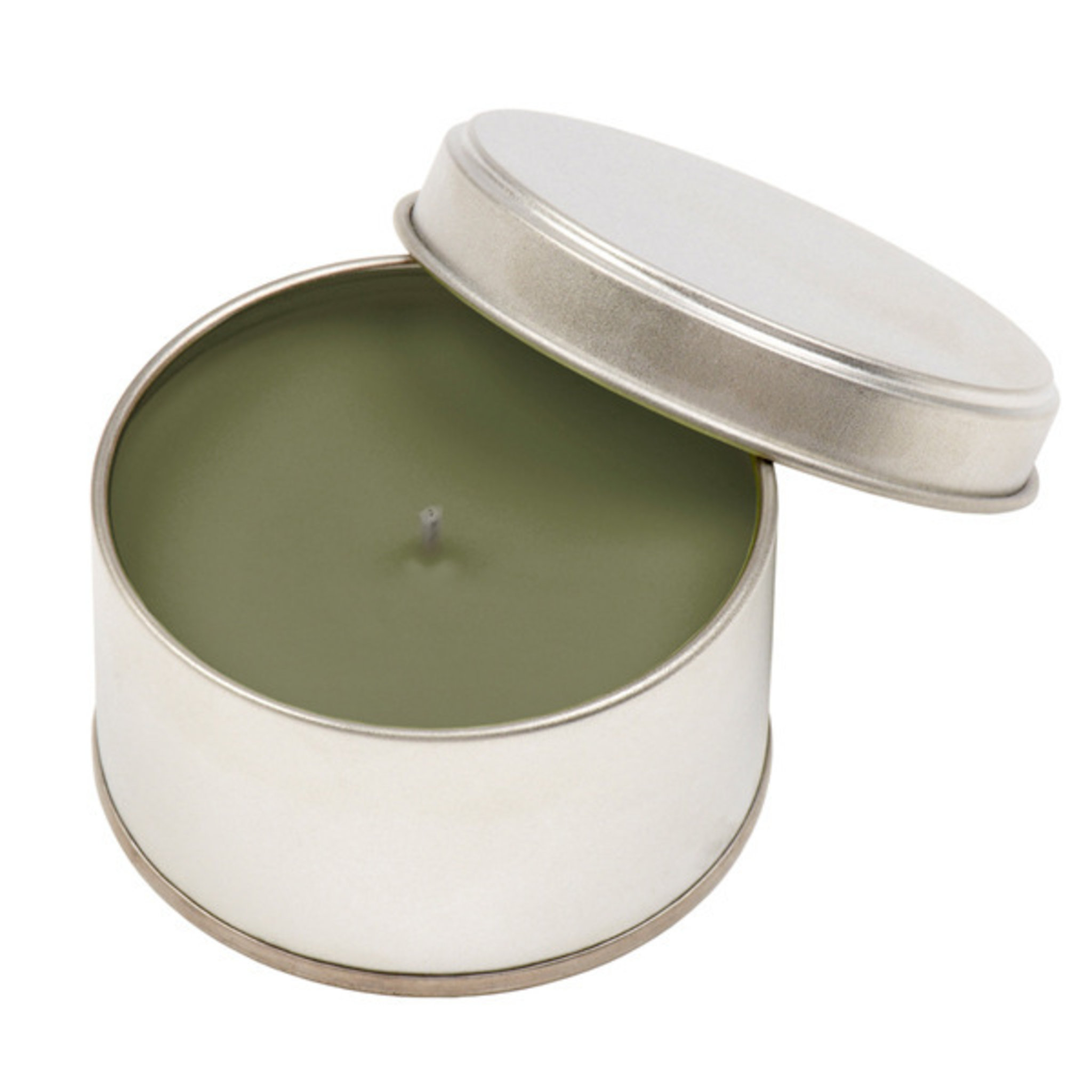 Green Log Fire Tin Can Candle