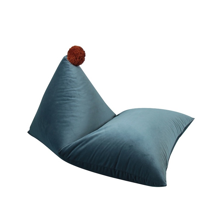 Sittpuff sammet INDIGO 80 x 120 cm med pompom