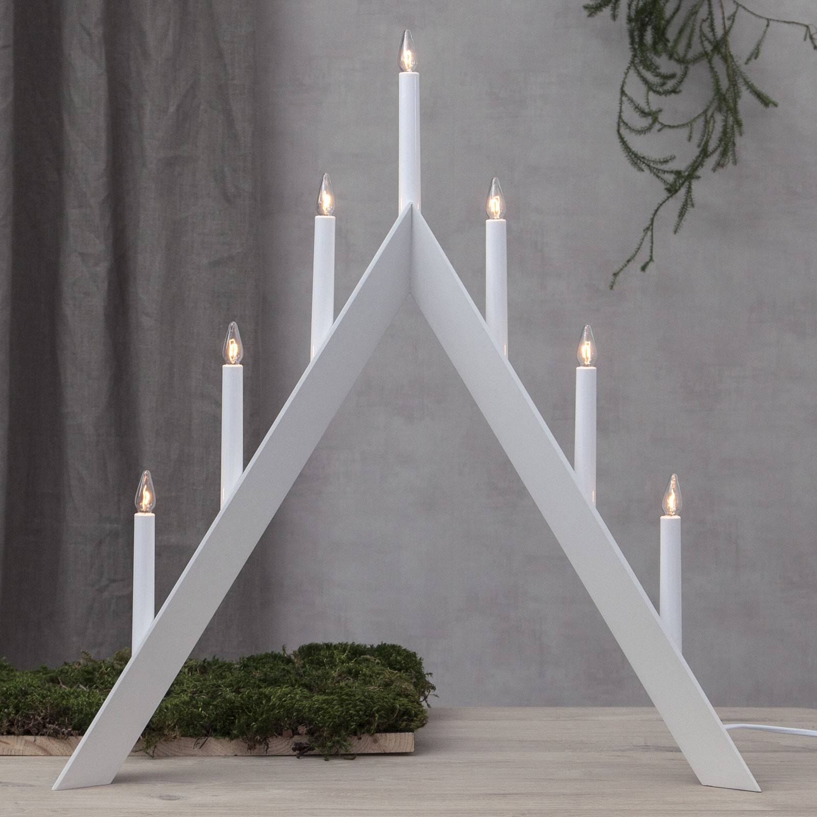 Ljusstake Arrow, A-formad, 7 lampor, vit