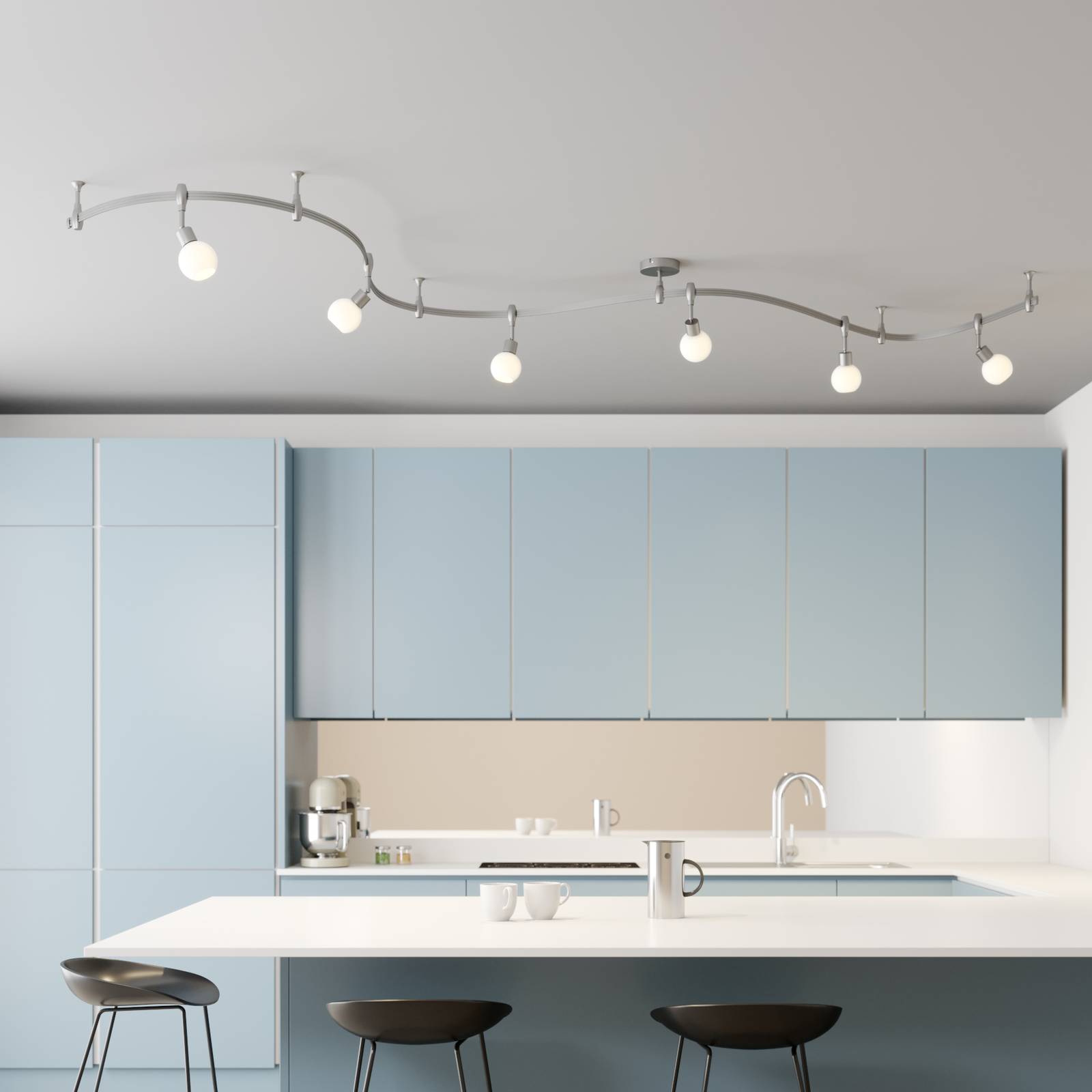 Arcchio Peetz LED-taklampa med glas, 6 lampor