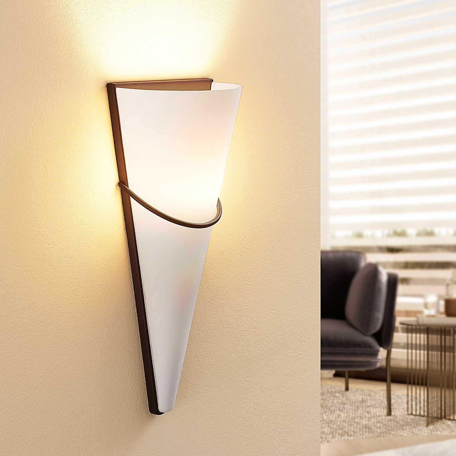 LED-vägglampa Melek med rostfärgad dekor
