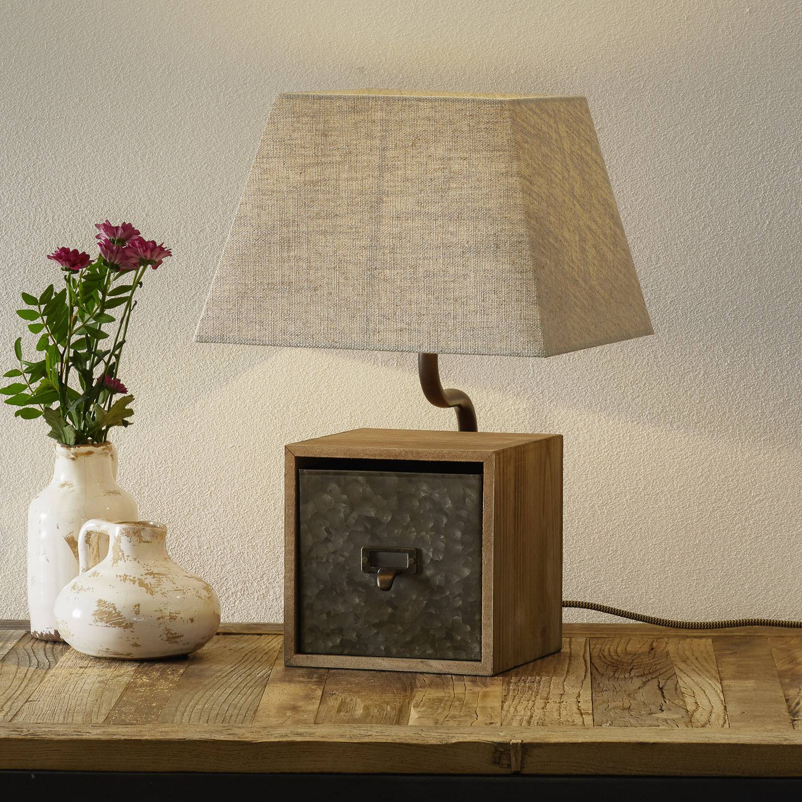 Bordslampa Cassetto med byrålåda, höjd 46 cm