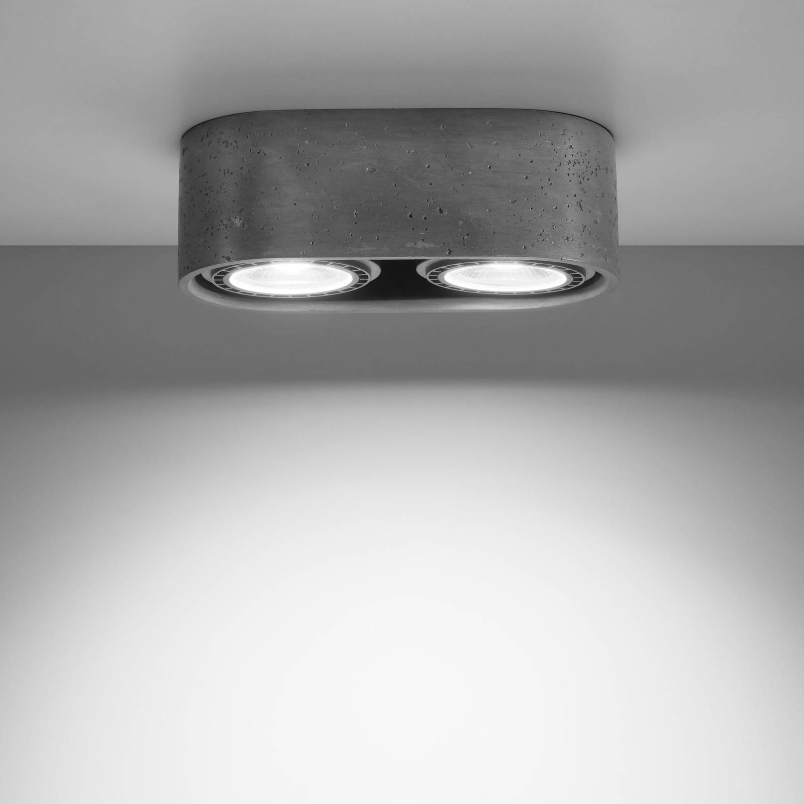 Påbyggnads-downlight Solana betong rund 2 lampor
