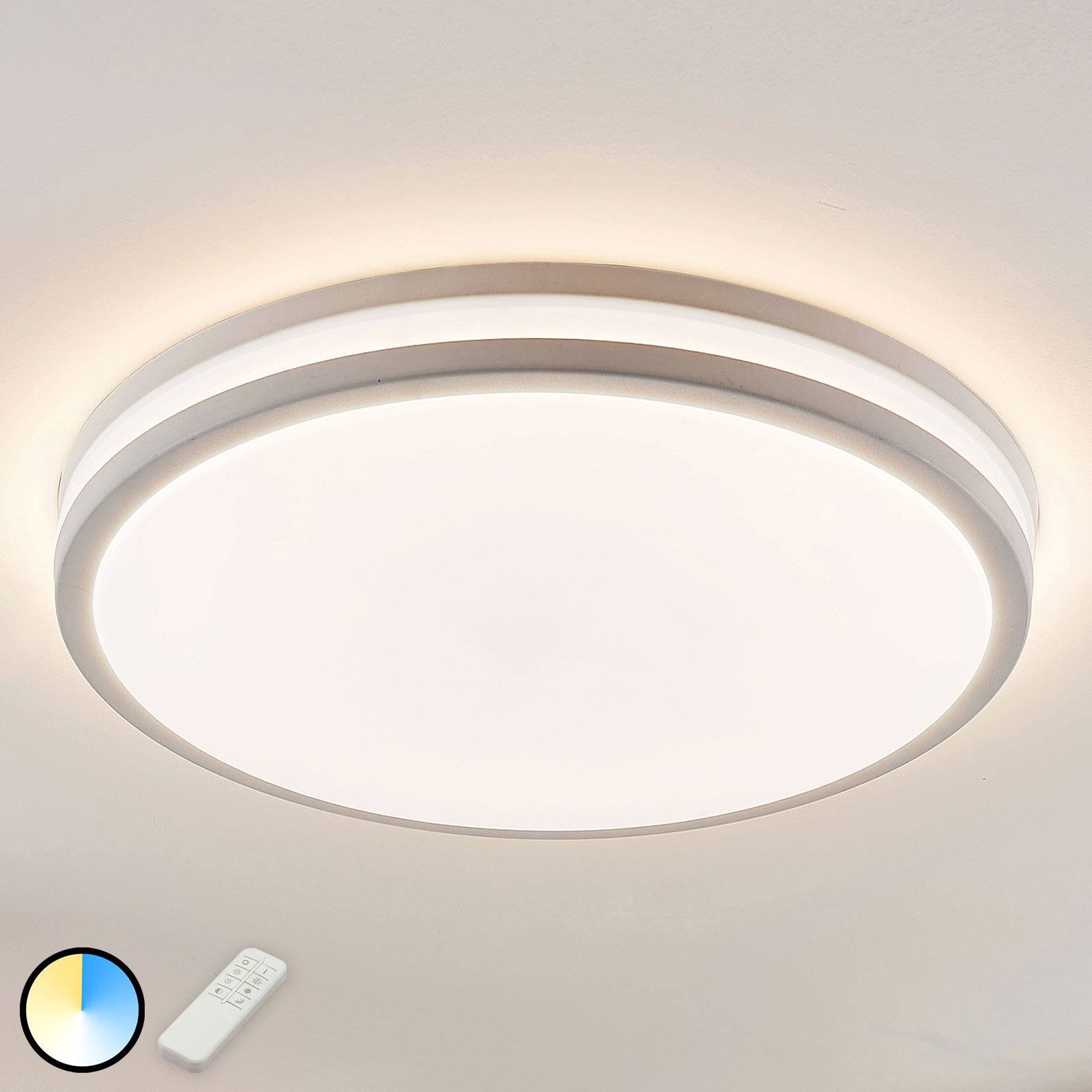 LED-taklampa Arnim i vitt, med rund form