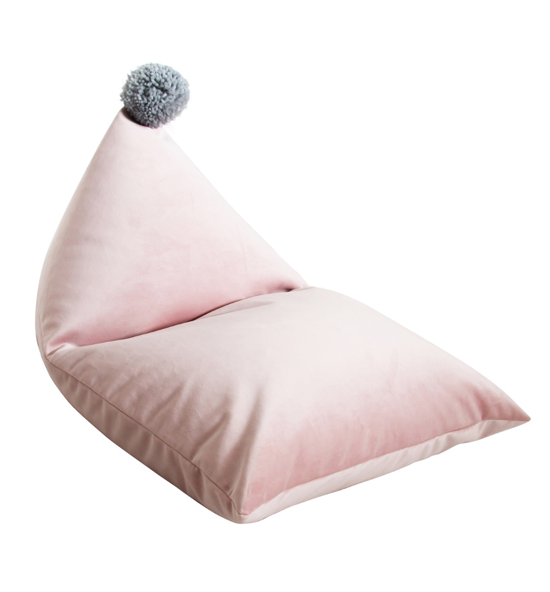Sittpuff sammet LJUSROSA 80 x 120 cm med pompom