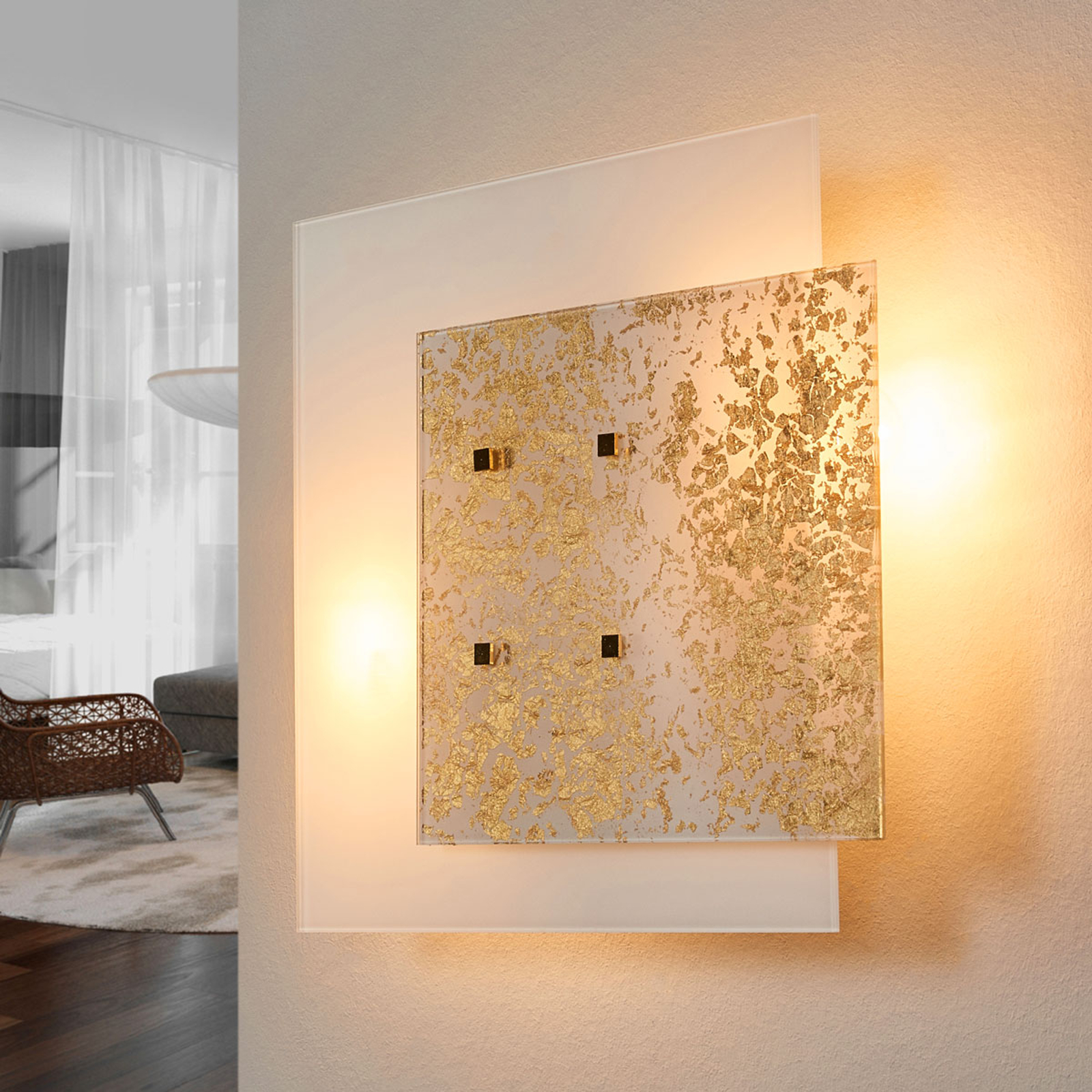 Vägglampa Royal, bladguldsförgylld