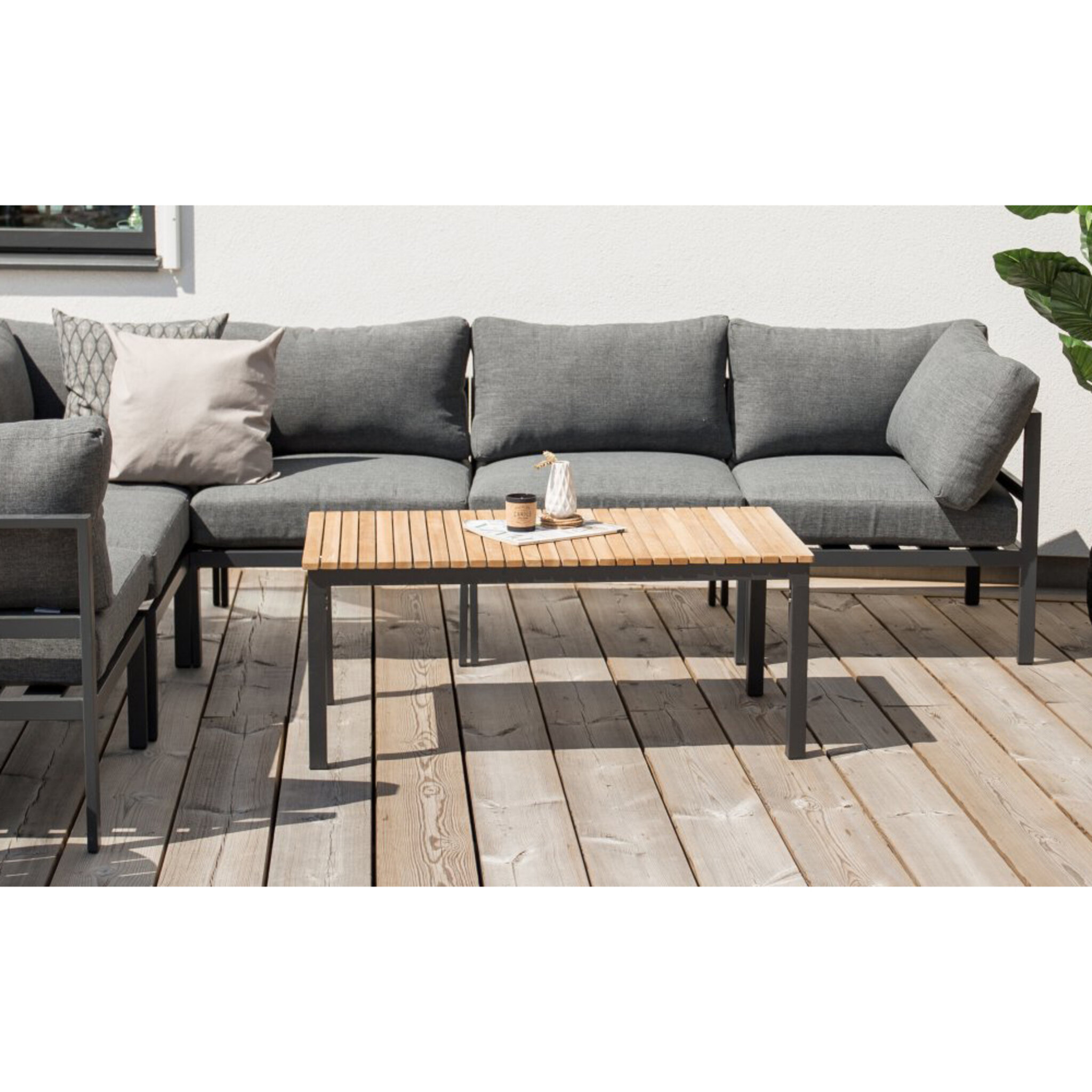 Utebord/Soffbord Brasilia 110x60 cm, svart/teak