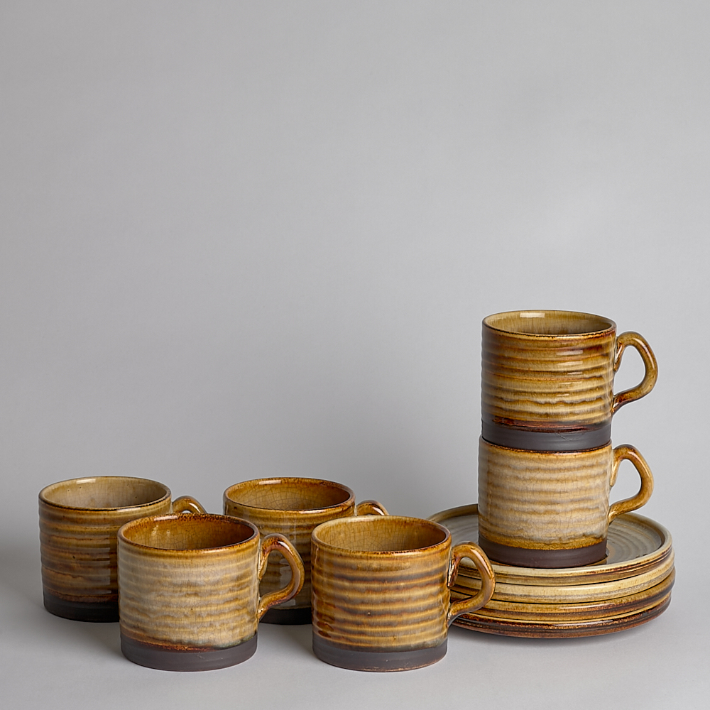 Vintage - SÅLD 6 st Kaffekoppar med 4 st Fat Töreboda