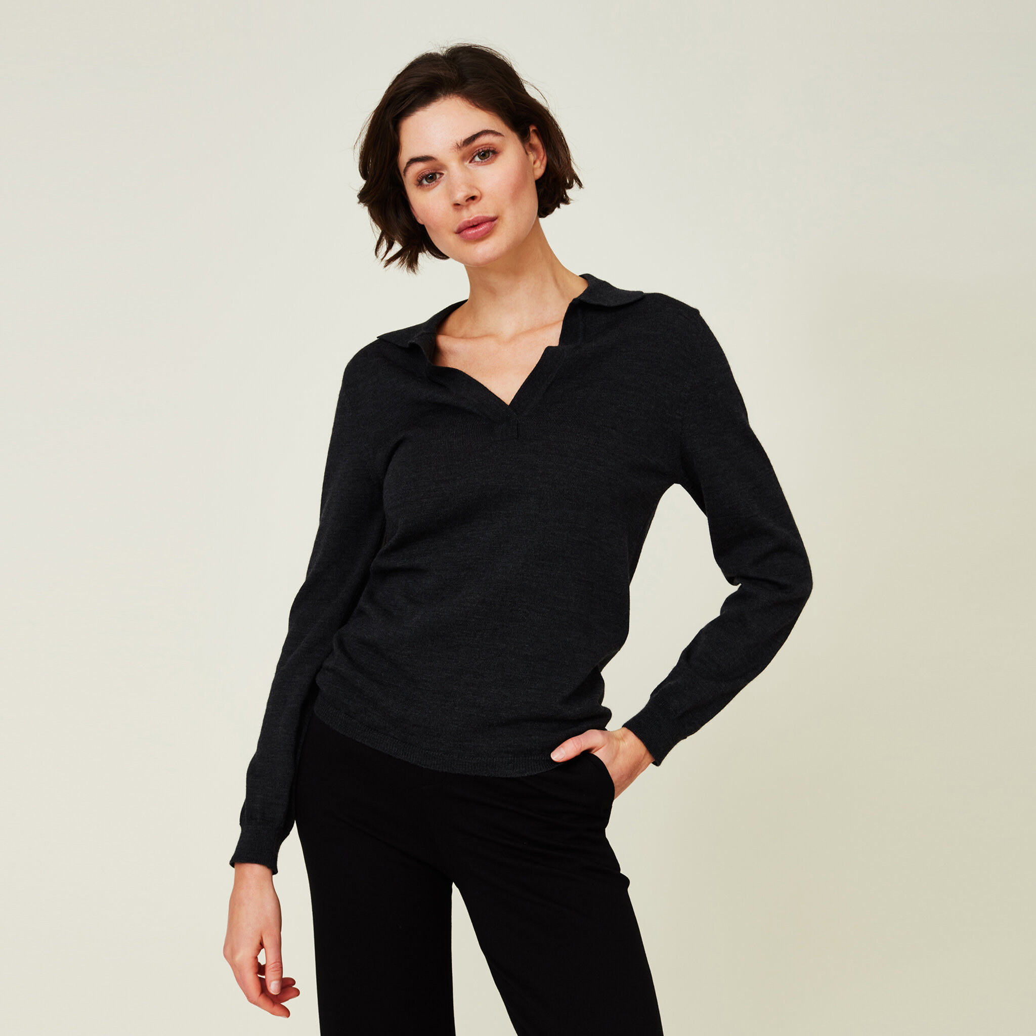 Hana Merino Wool Knitted Polo Shirt