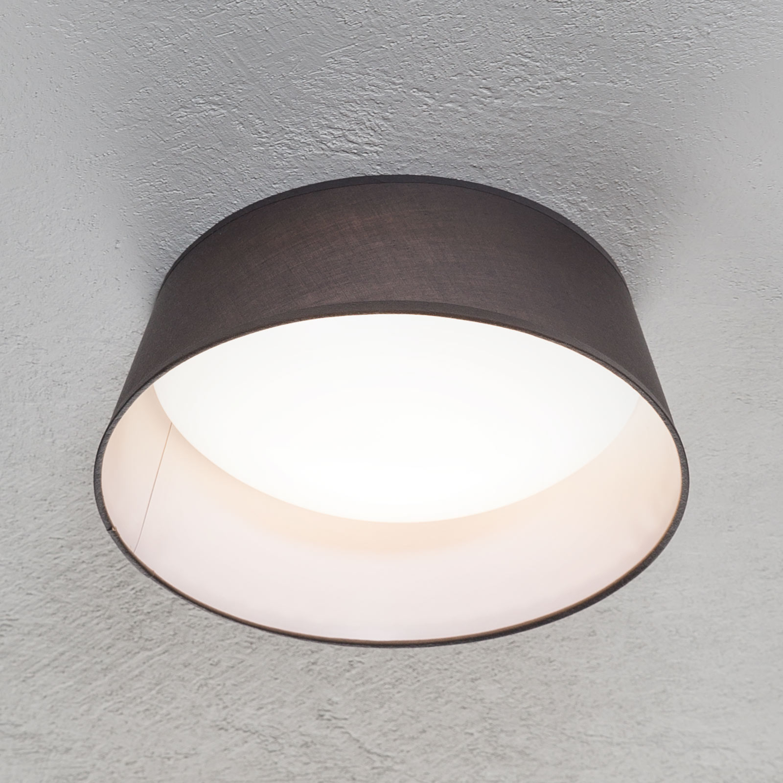 LED-taklampa Ponts med grå textilskärm