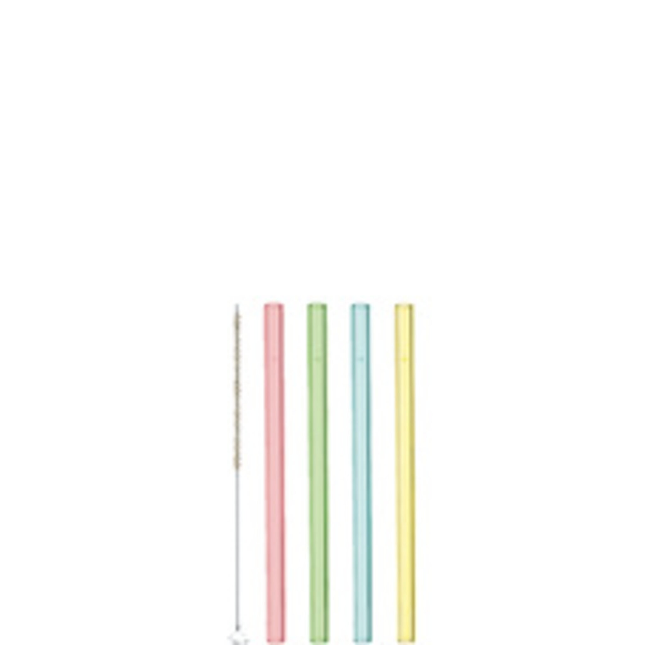 Färgade Sugrör Glas 15cm 4-pack Inkl Borste