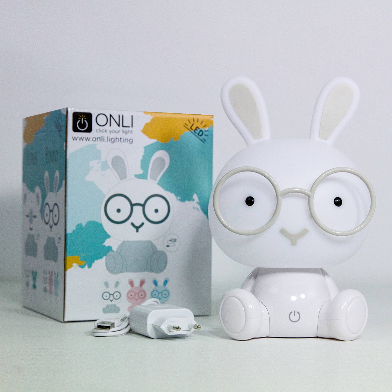 LED-bordslampa Bunny till barnrummet, vit