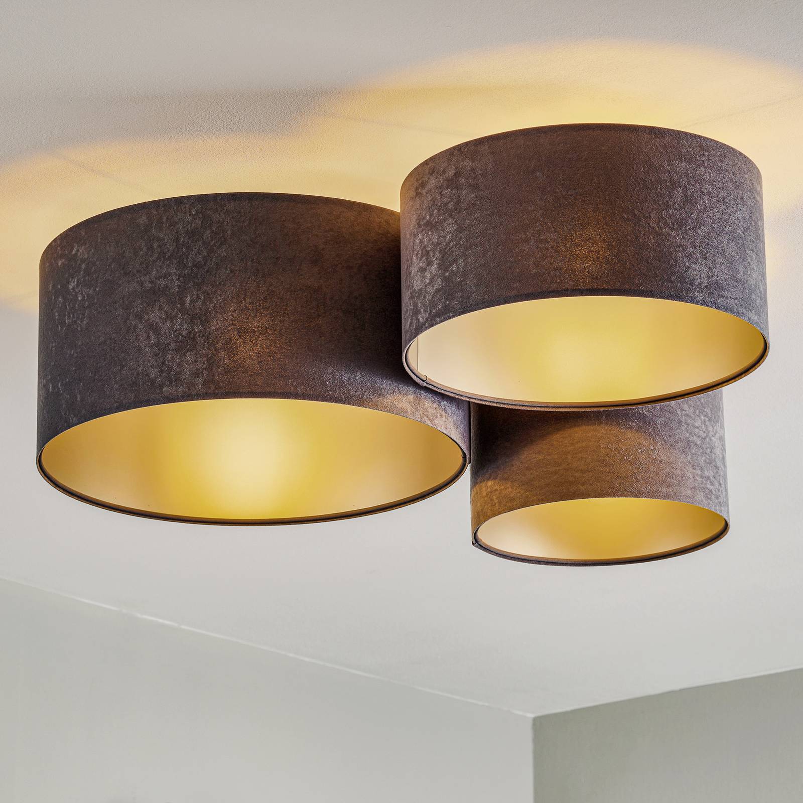 Taklampa 080, 3 lampor, mörkgrå silver