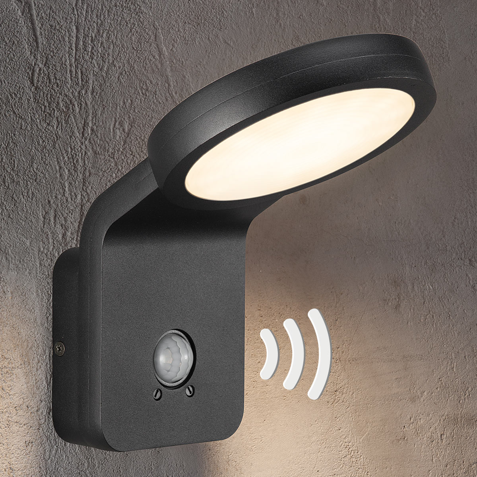 LED-utomhusvägglampa Marina med IR-sensor svart