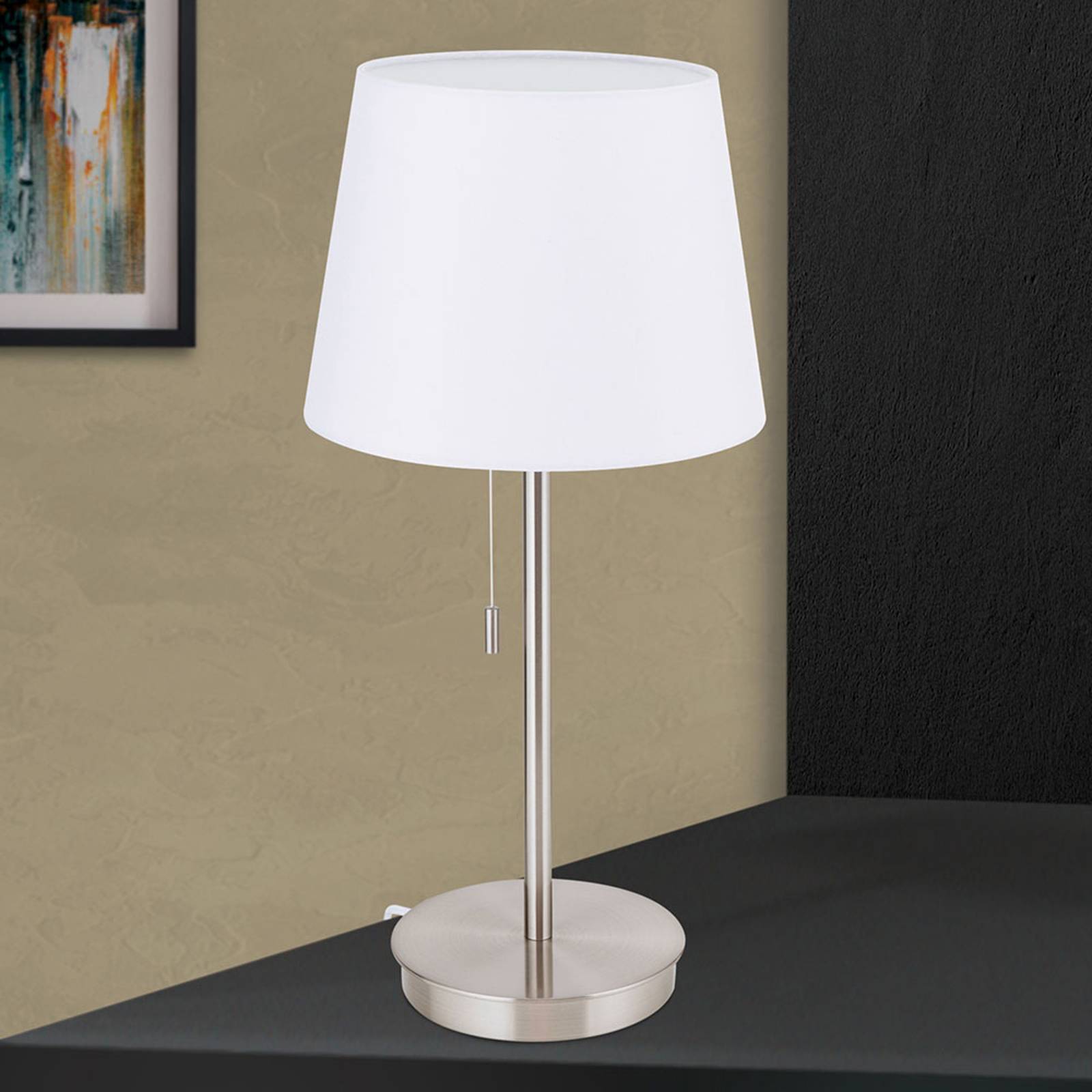 Bordslampa Ludwig med USB-port vit/nickel matt