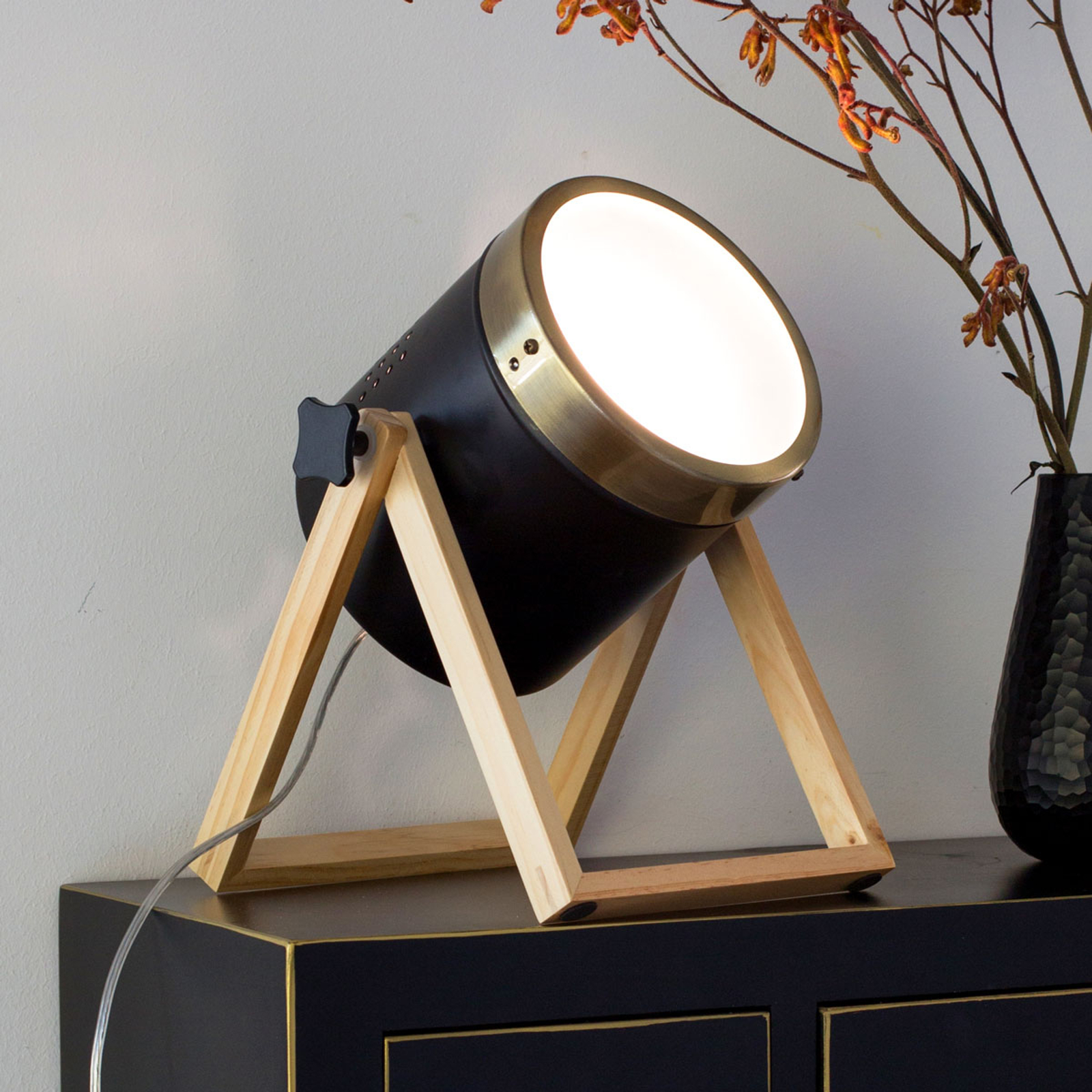 Bordslampa Tim svart-guld