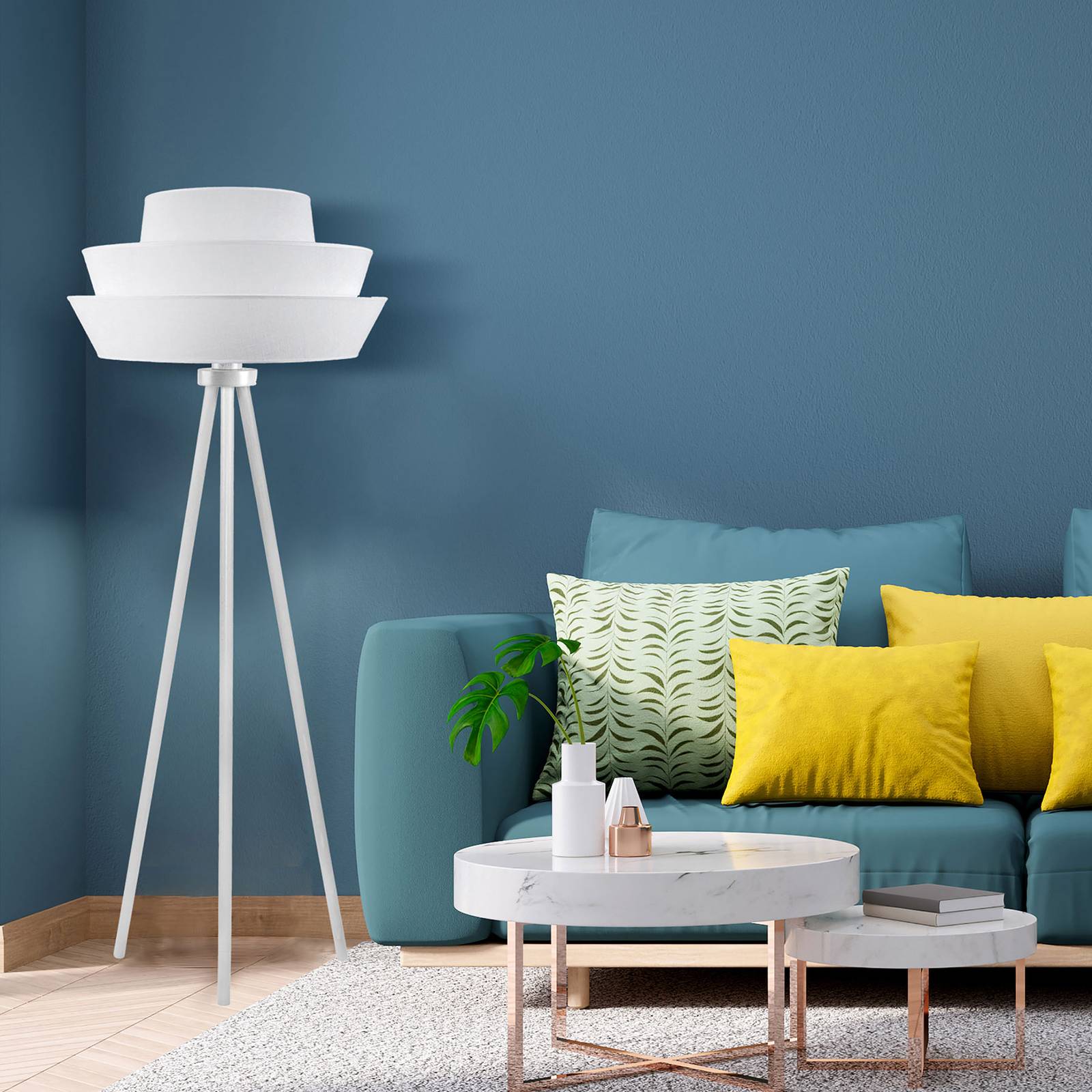 Trebent golvlampa Lotos, vit