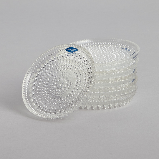 Iittala - SÅLD "Kastehelmi" Glasunderlägg 6 st