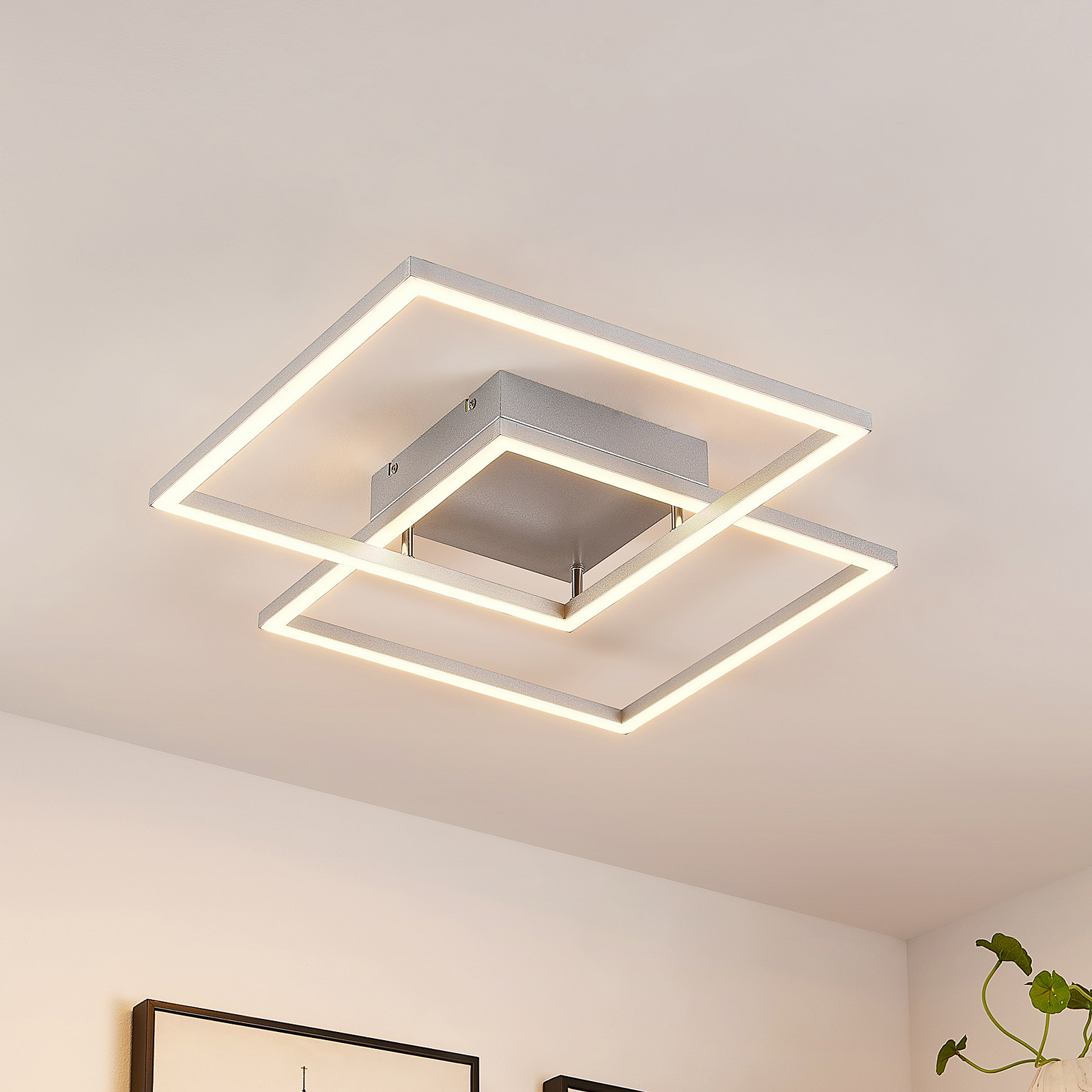 Lucande Muir LED-taklampa, kvadrat, CCT