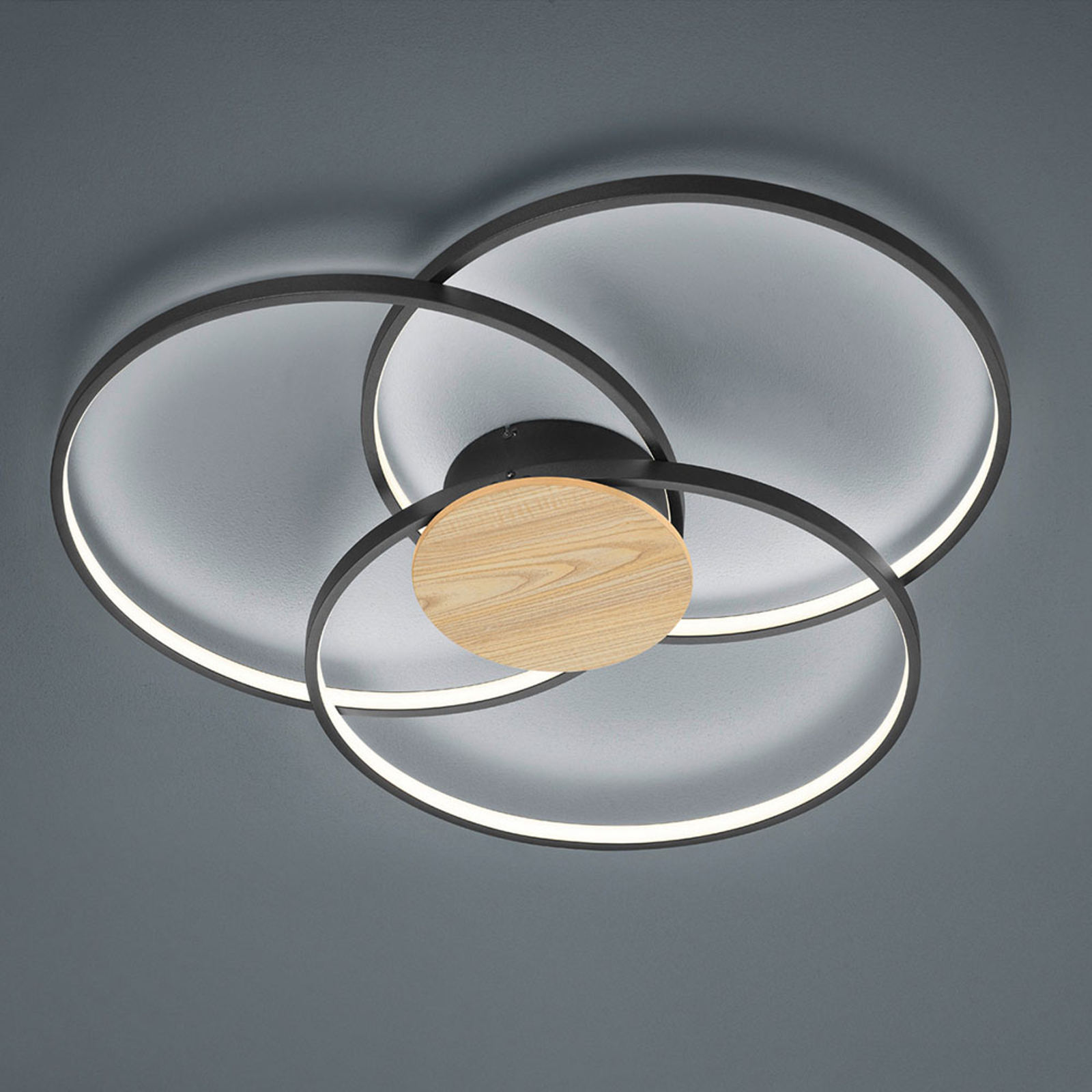 LED-taklampa Sedona med trädetaljer svart matt