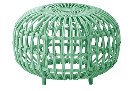 Alu rattan ottoman – Ø65, Mint green