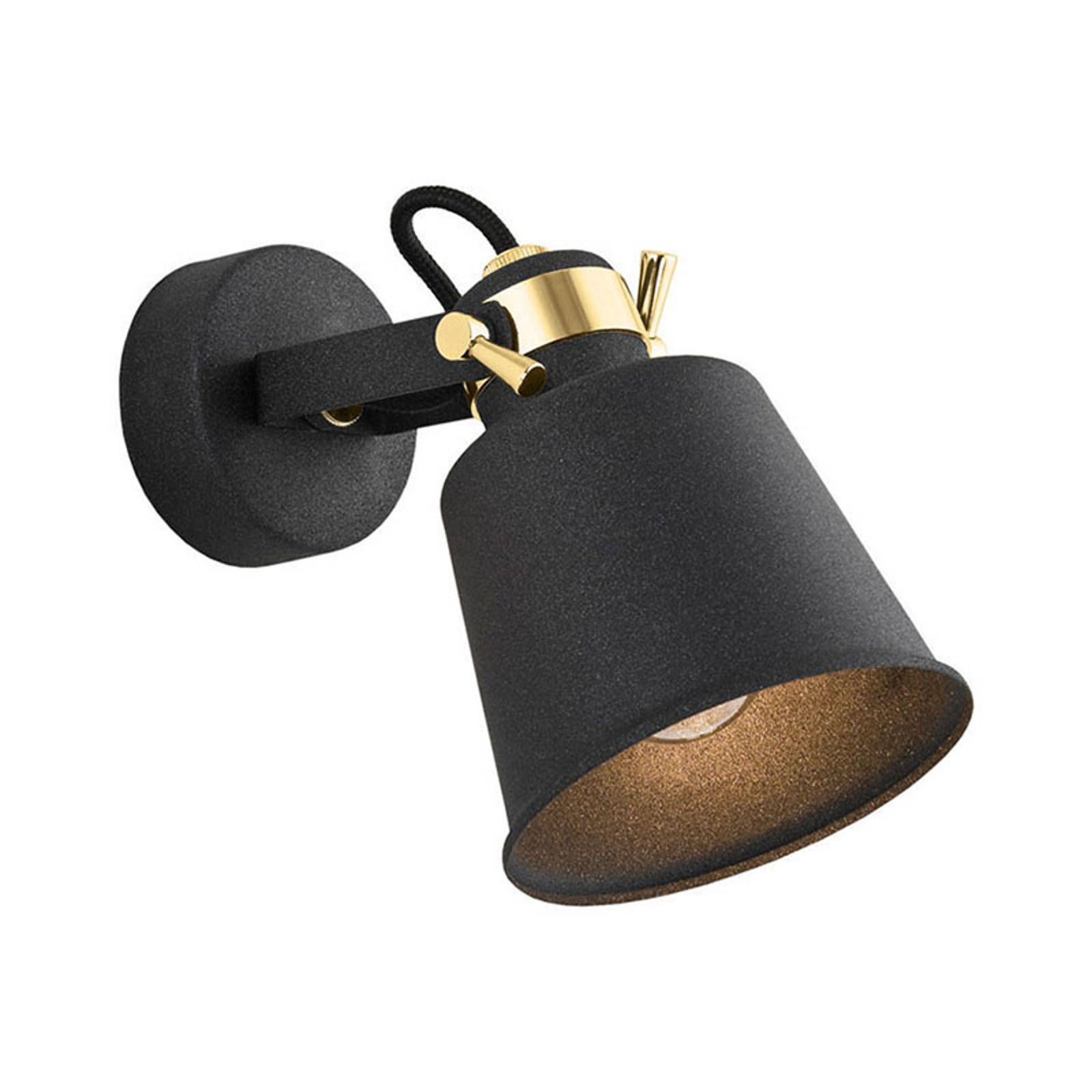 Spotlight till vägg Kerava, 1 lampa, svart/mässing