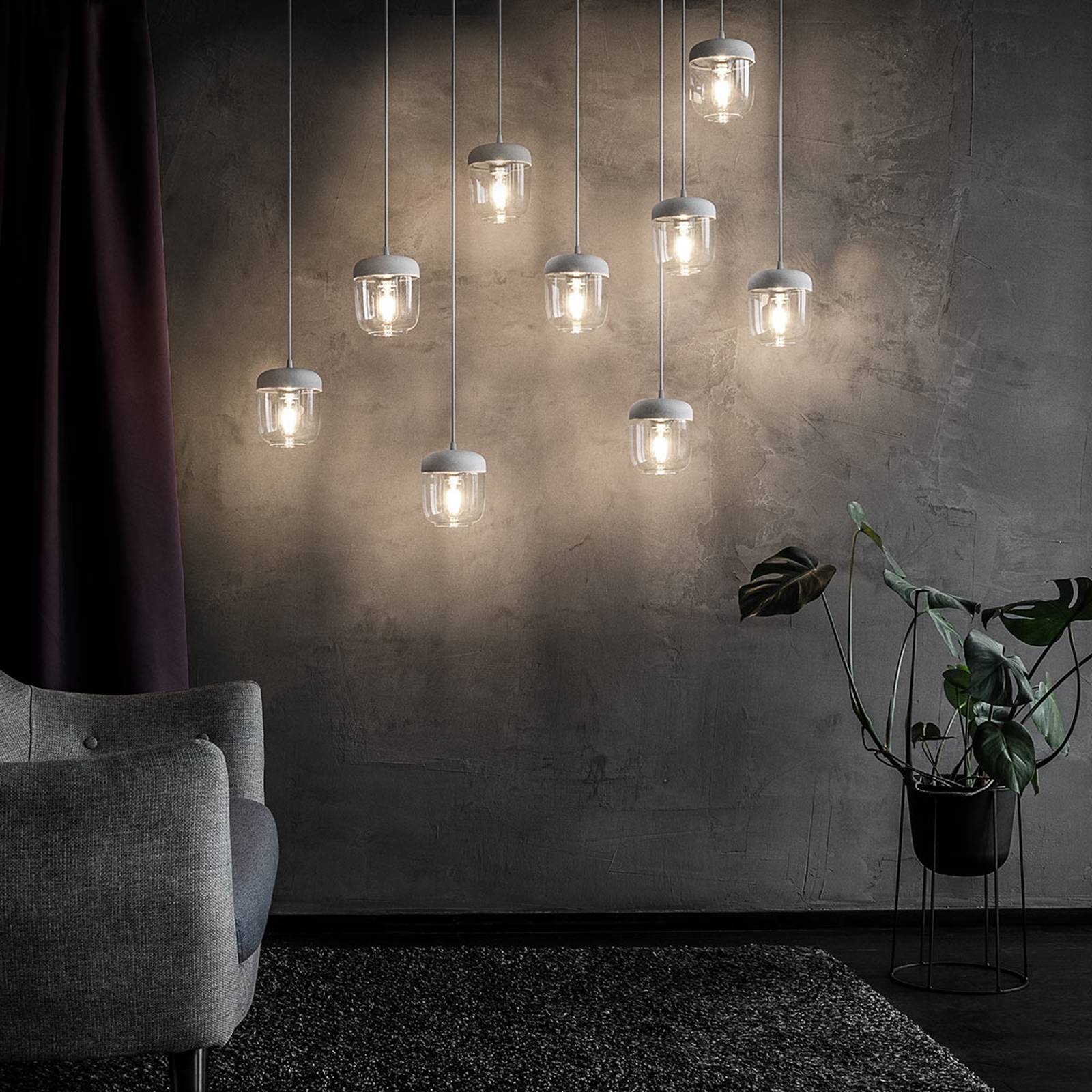 UMAGE Acorn hänglampa vitt/stål, 1 lampa