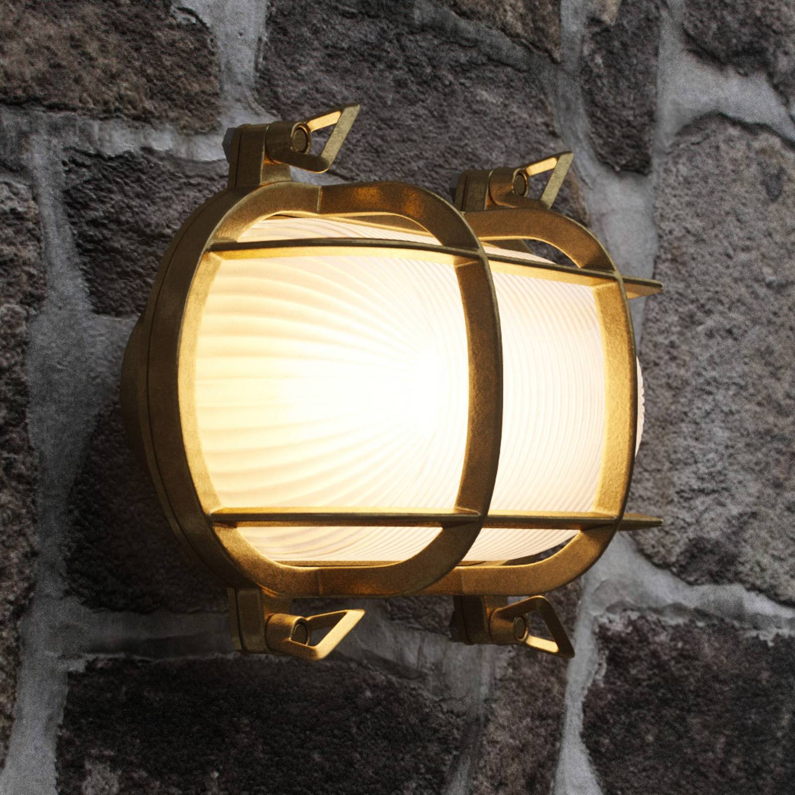 Utomhusvägglampa Helford, mässing