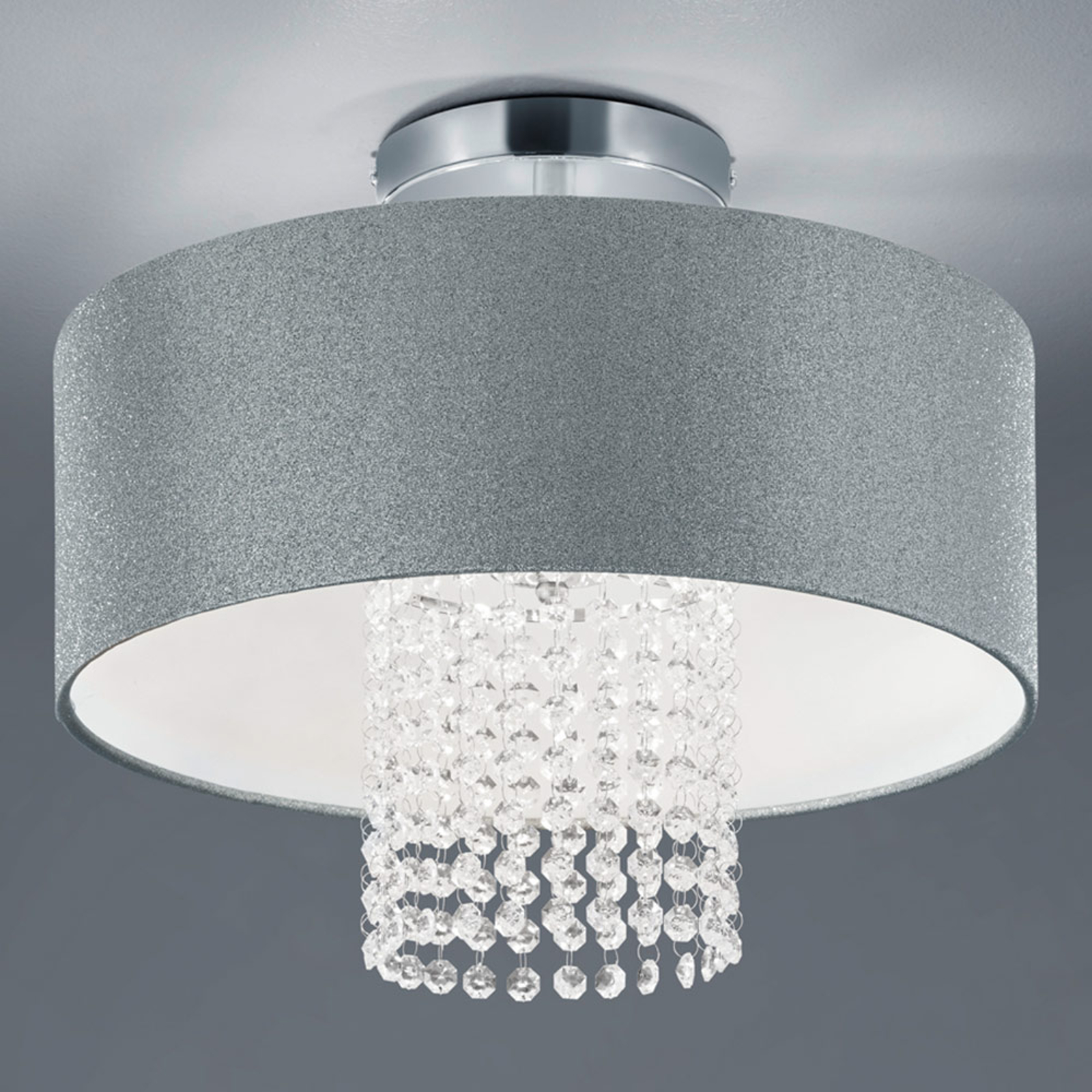 Taklampa King med textilskärm, silver