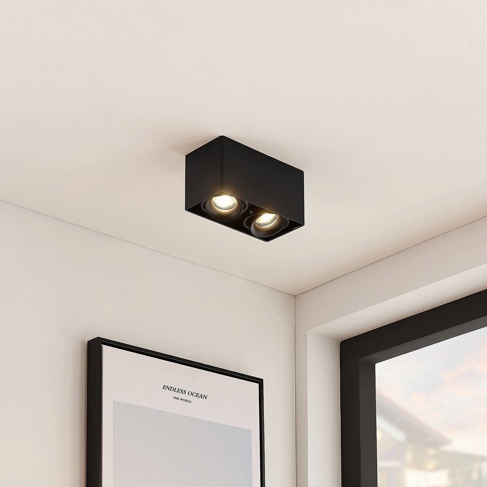 Arcchio Kubika downlight GU10, 2 lampa, svart