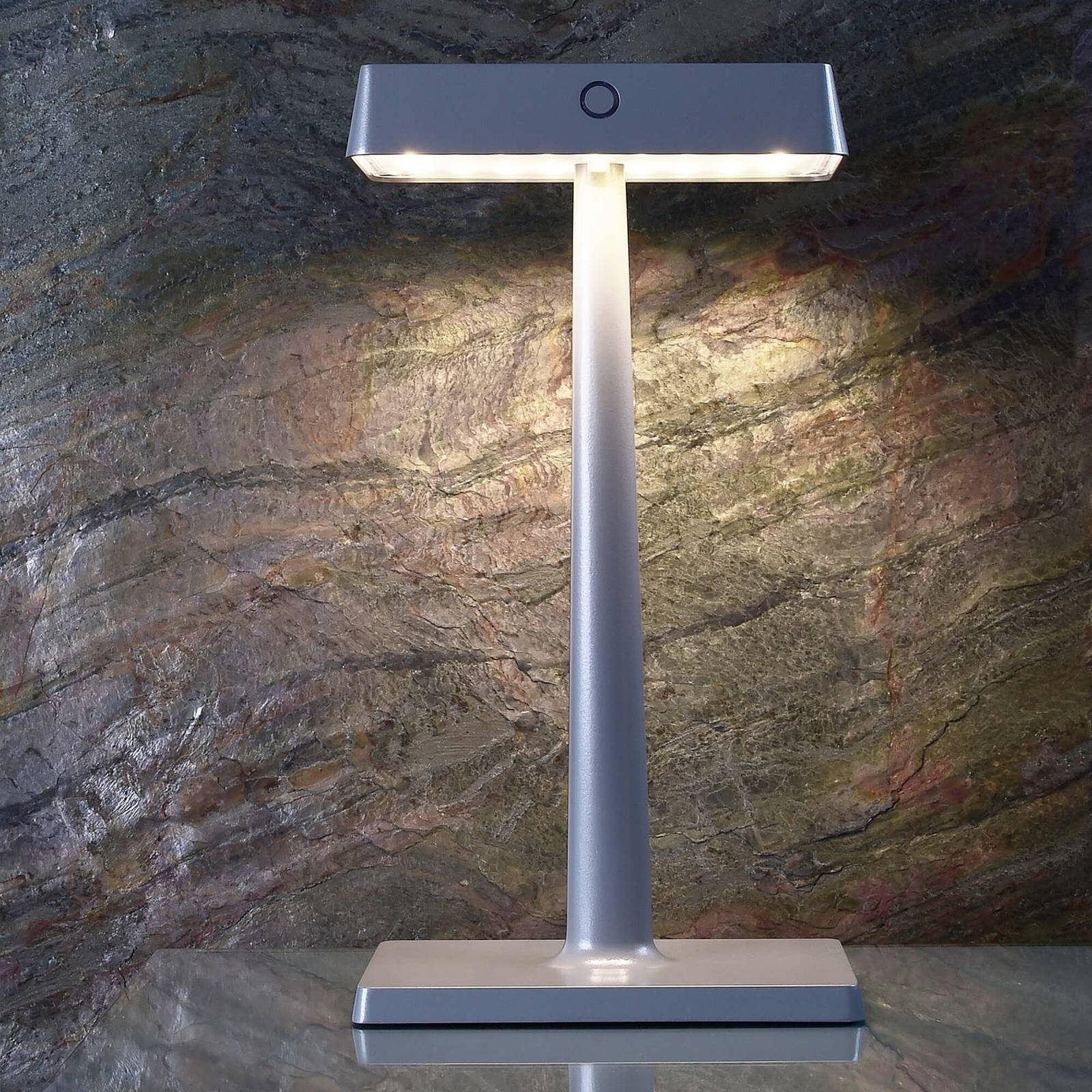 LED-bordslampa Algieba, batteridriven, grå