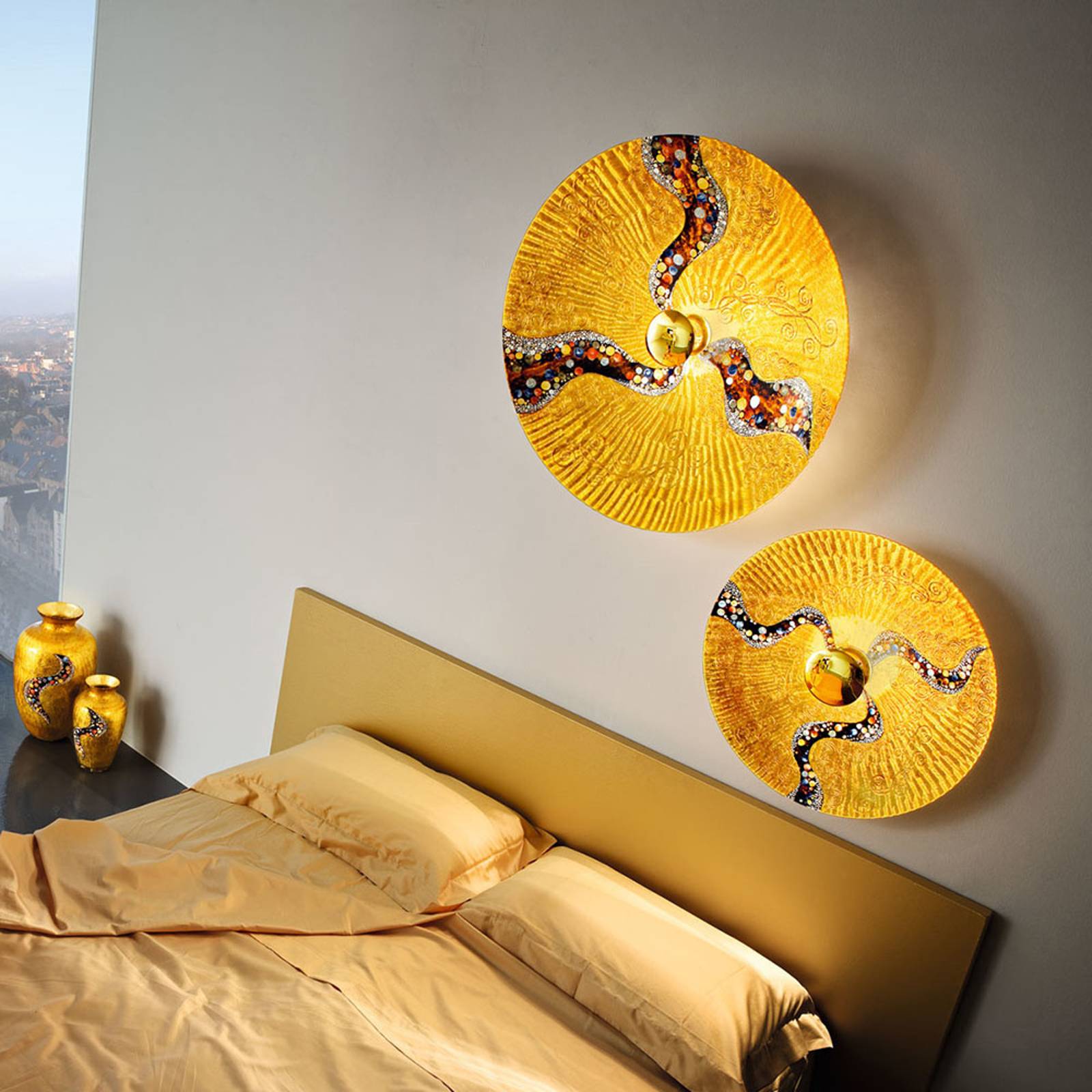 KOLARZ Luna Kiss Gold vägglampa, 24 kt, Ø 54 cm