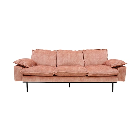 Retro Soffa Sammet 3-sits Rosa
