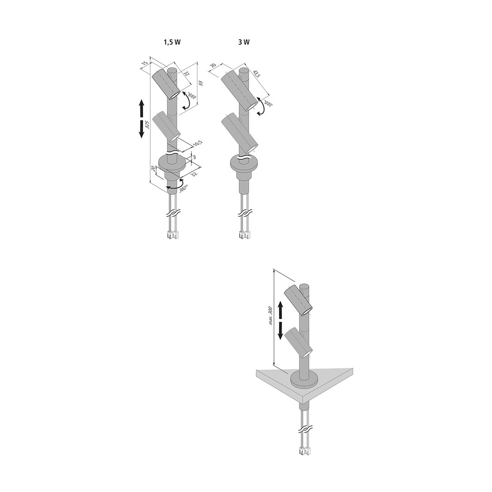 Spot LED Duo Spot 2 x 3 W, aluminium 3 000 K