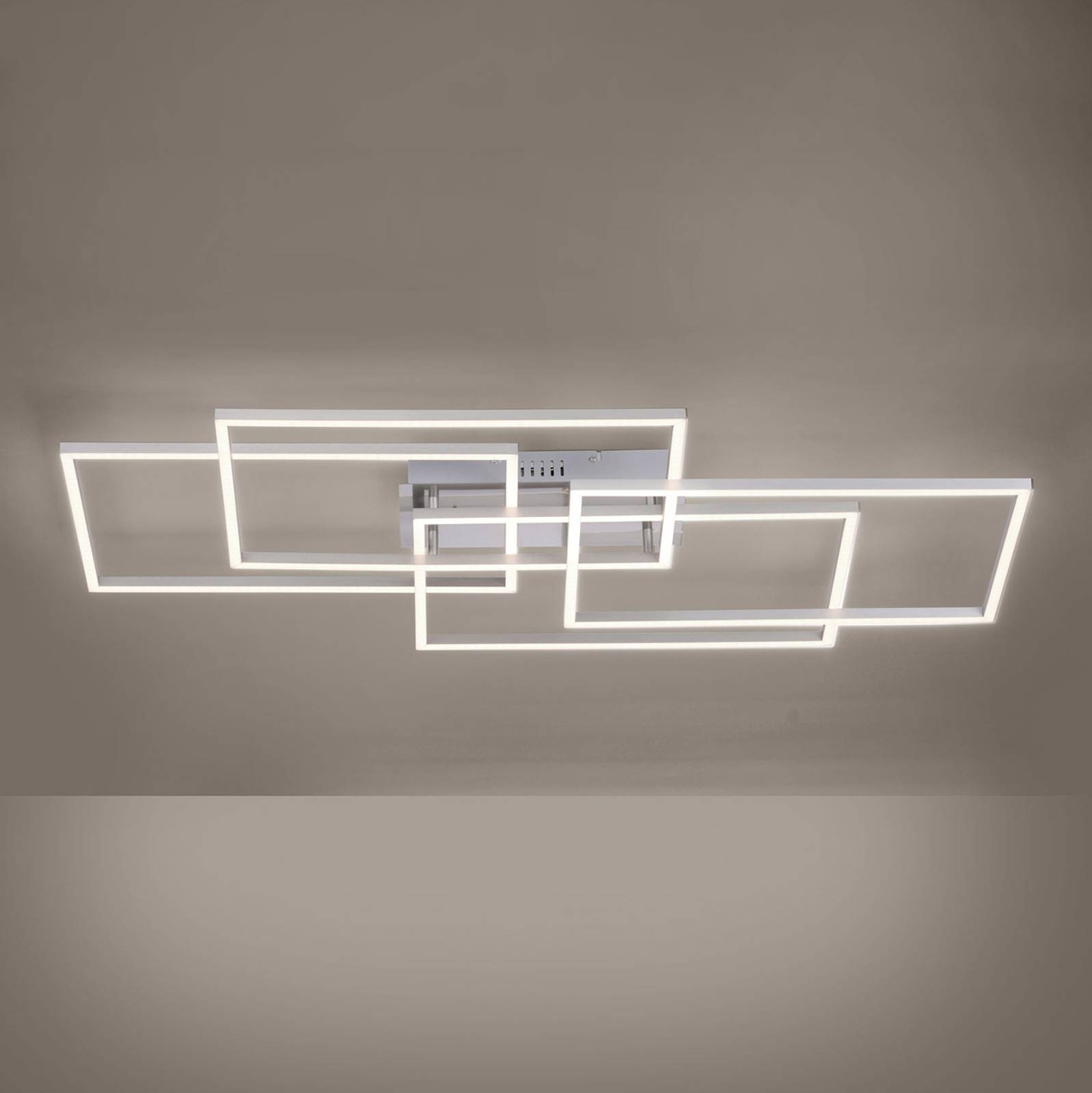 LED-taklampa Iven, stål, 4 lampor, kvadrat