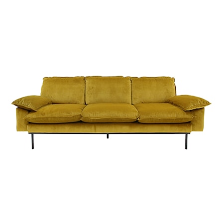 Retro Soffa Sammet 3-sits Orange/Gul