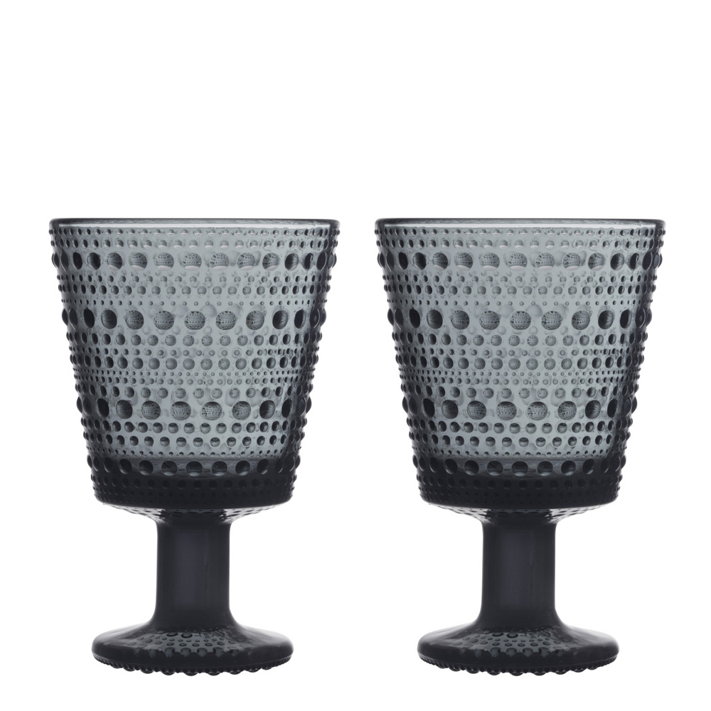 Iittala - Kastehelmi Glas på fot 2-pack Mörkgrå