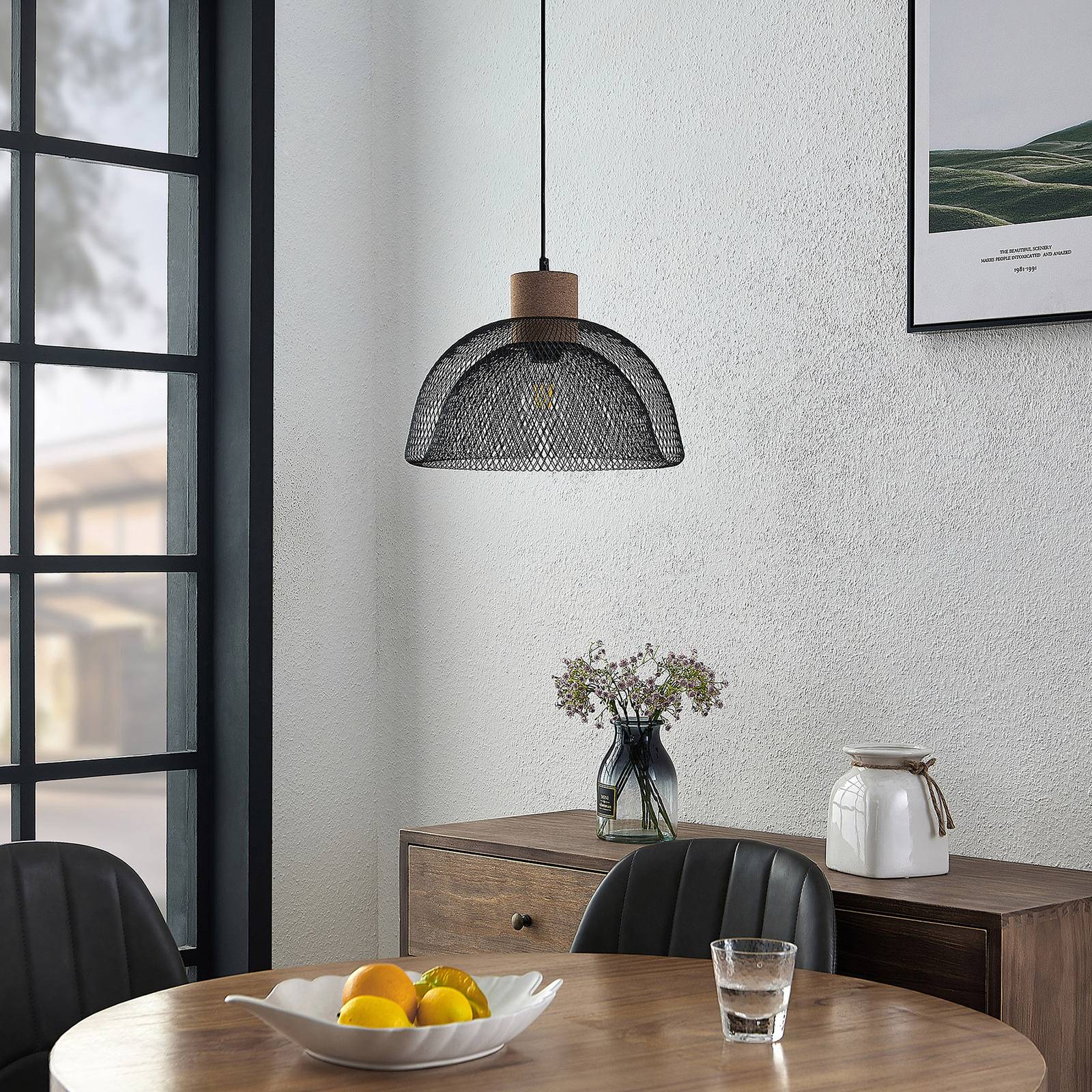 Lindby Louk pendellampa, galler, svart, 1 lampa